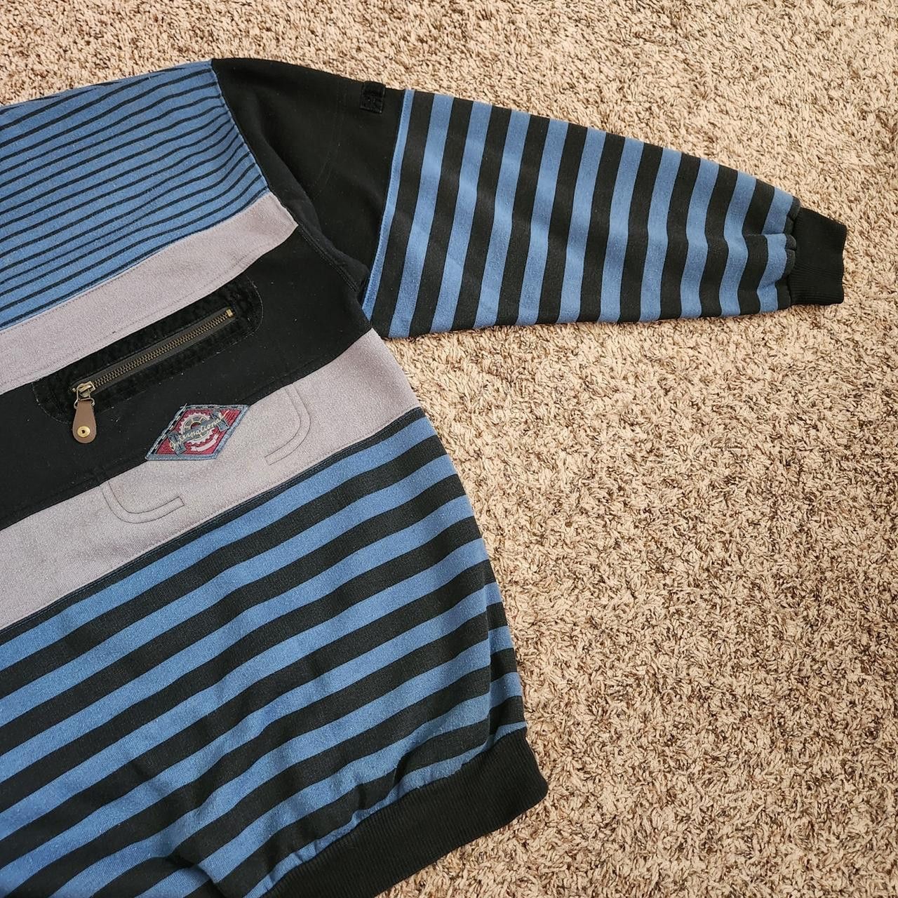 Vintage Striped Pullover Sweatshirt Grandpa Sweater Todaynews Size US L / EU 52-54 / 3 - 3 Thumbnail