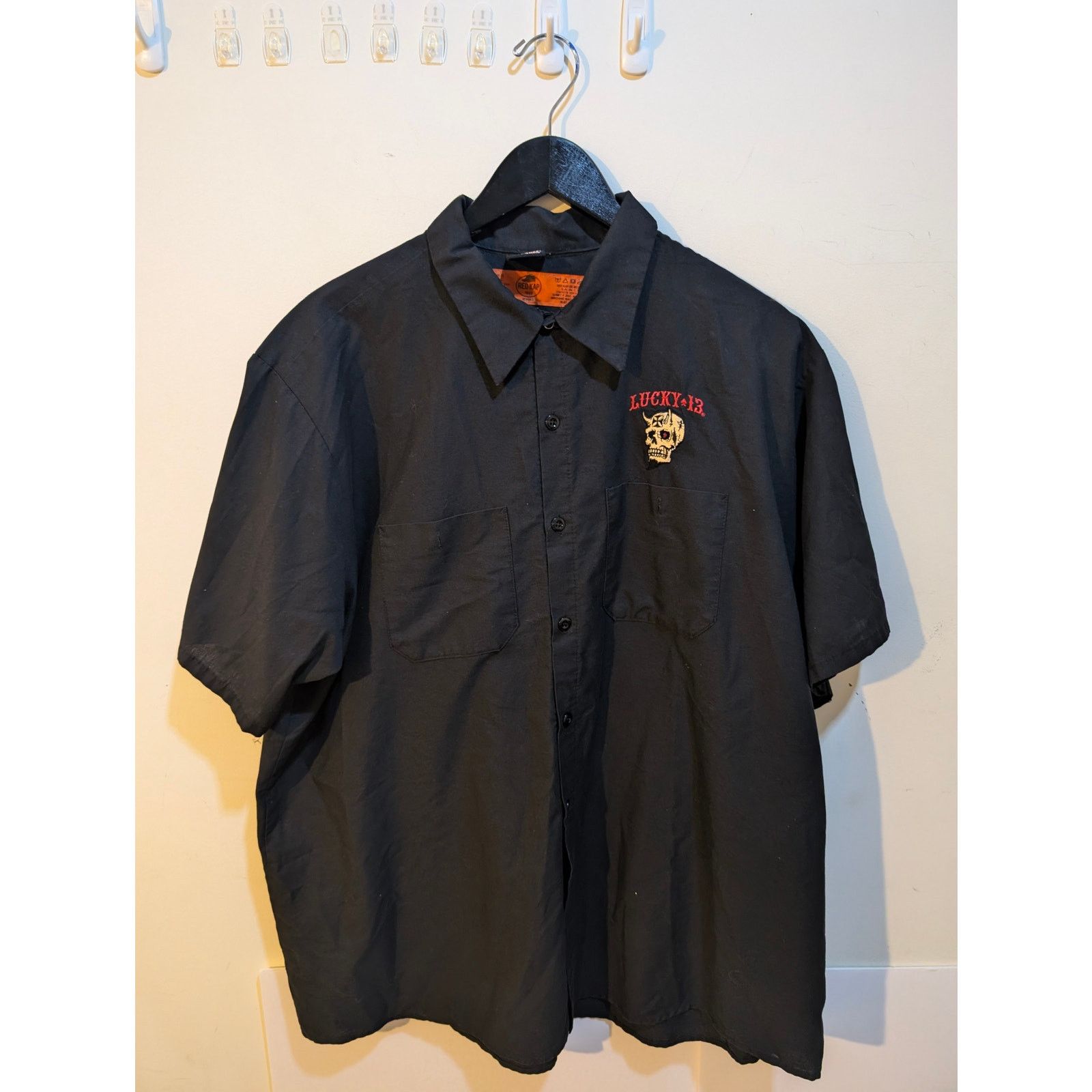 Lucky Brand Lucky 13 Red Kap Mechanic Skull Goth Pinup Tattoo Skull XXL Size US XXL / EU 58 / 5 - 2 Thumbnail