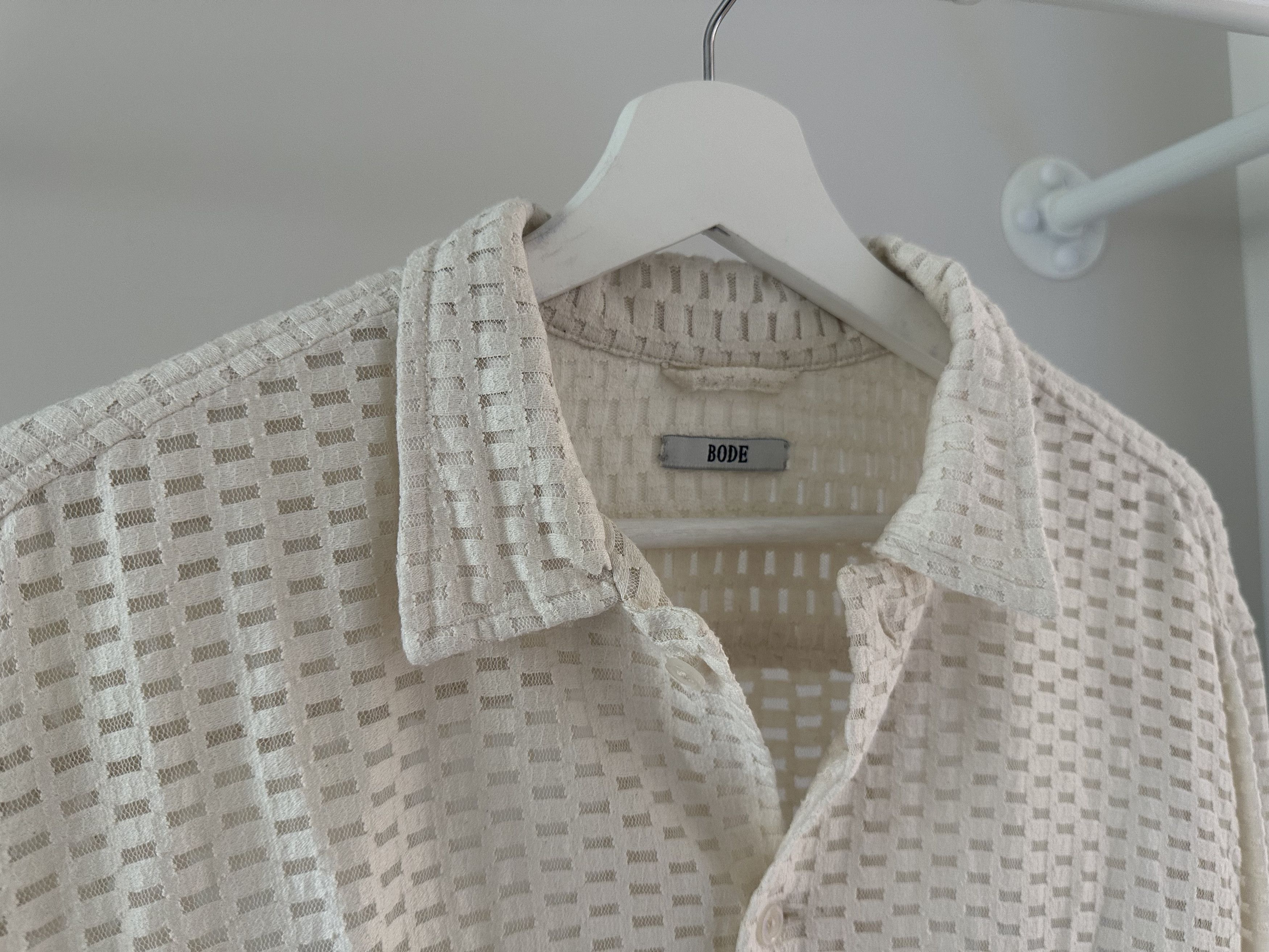 Bode BODE Ivory Ecru Sheer Brick Shirt Size XL (fits like Medium) Size US XL / EU 56 / 4 - 3 Thumbnail
