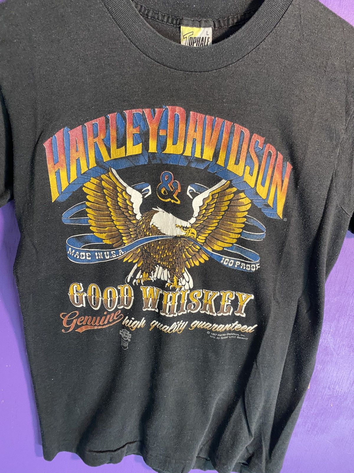 Harley Davidson Vintage 1987 Harley Davidson and fine whiskey t-shirt Size US M / EU 48-50 / 2 - 3 Thumbnail