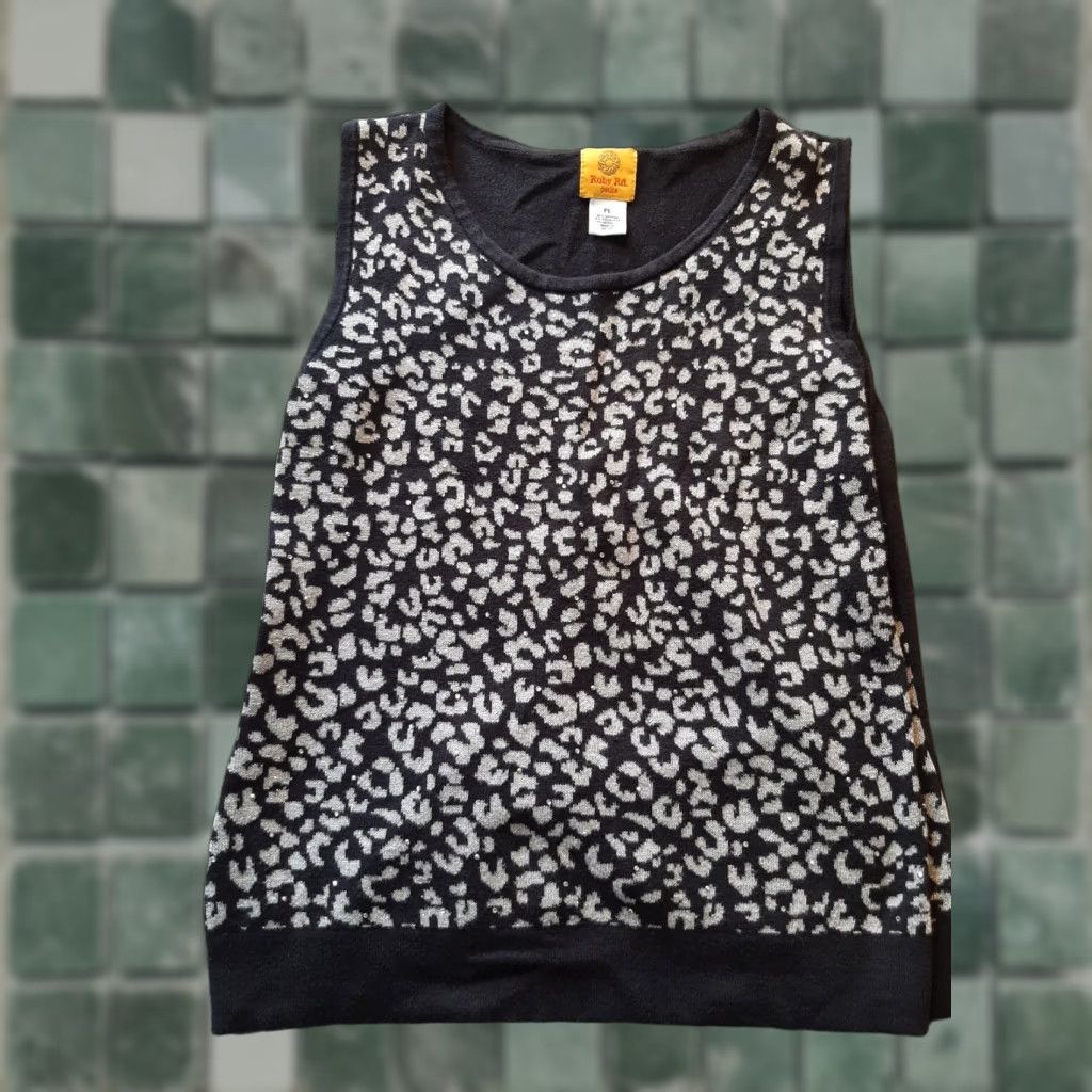 Vintage Ruby Rd Shirt Womens Petite Large Black Beaded Sleeveless Top Size L / US 10 / IT 46 - 1 Thumbnail