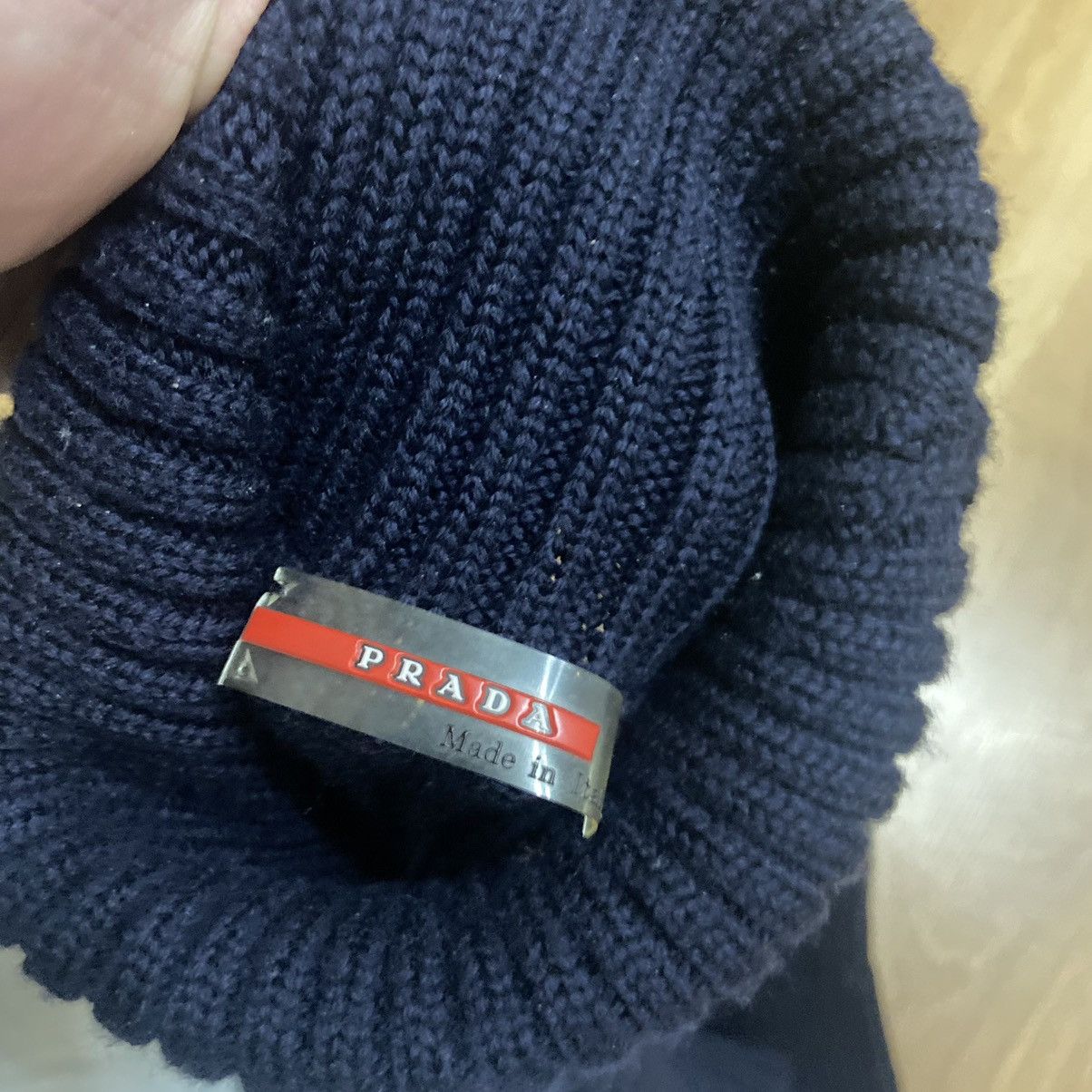 Prada RARE Prada Vintage Archive Hard Knit Navy Sweater High Neck Size US L / EU 52-54 / 3 - 7 Thumbnail