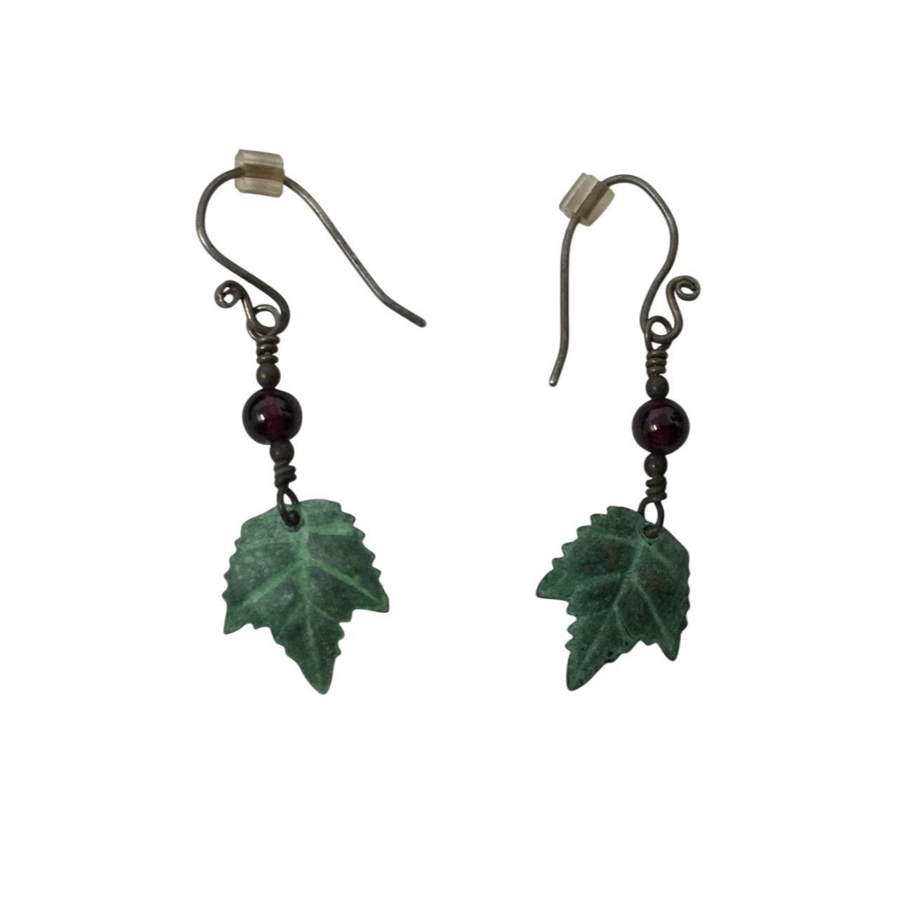 Other Women's Dangle Silver and Green Leaf Earrings Size ONE SIZE - 2 Thumbnail