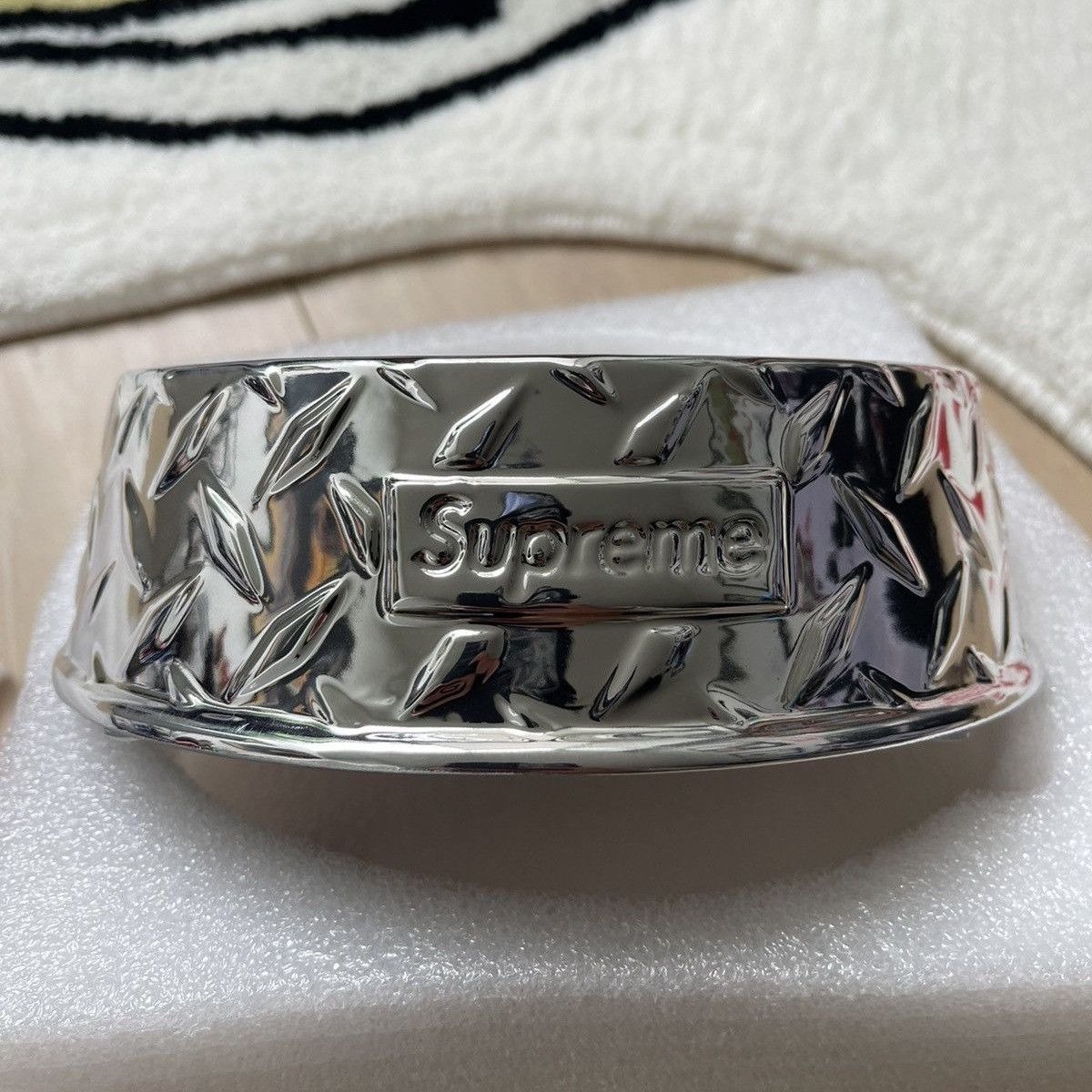 Supreme Supreme Diamond Plate Dog Bowl Silver | Grailed