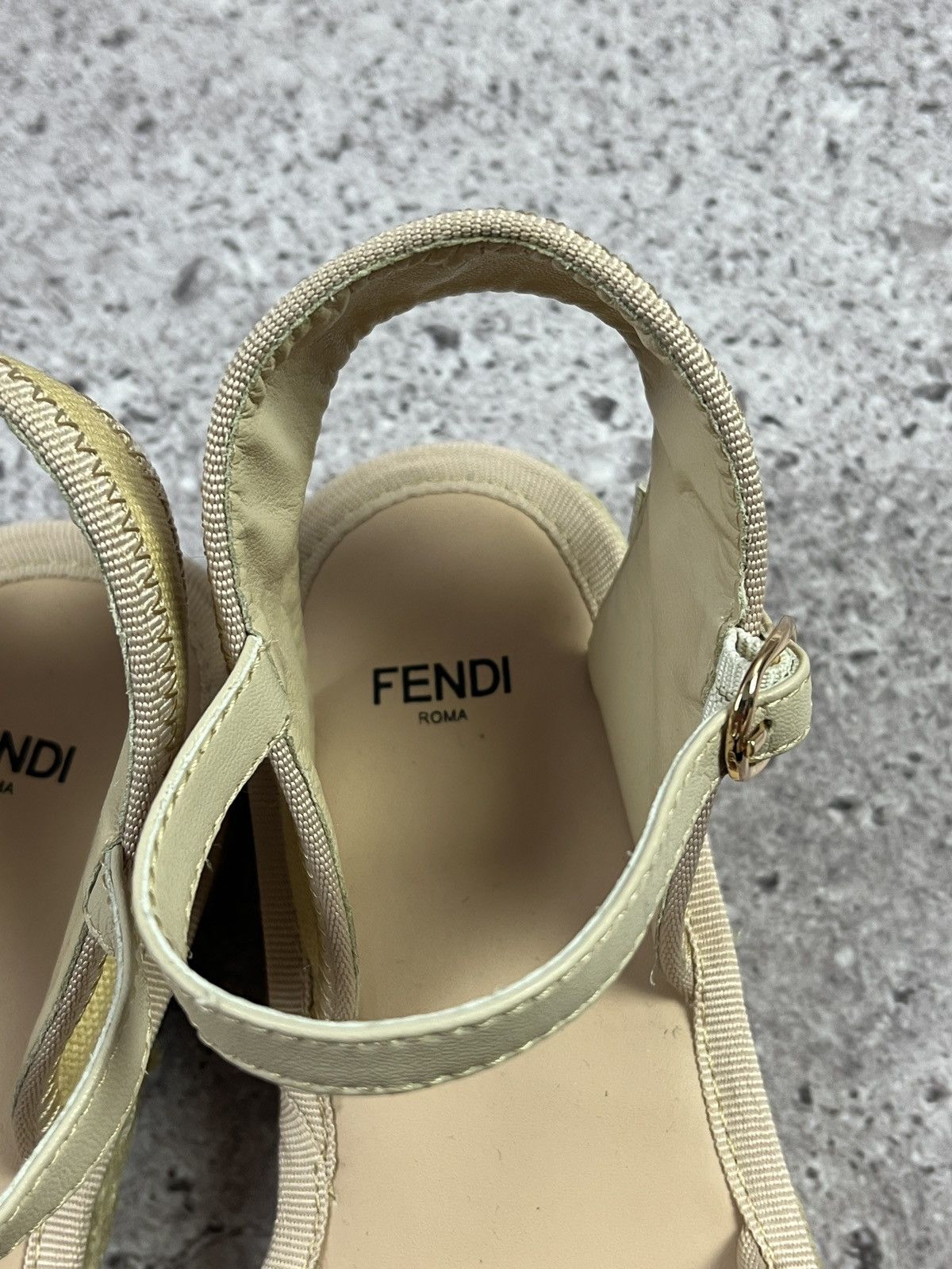 Fendi FF Logo Espadrille Platform Sandals Beige Size EU 36 Size US 5 / IT 35 - 7 Thumbnail