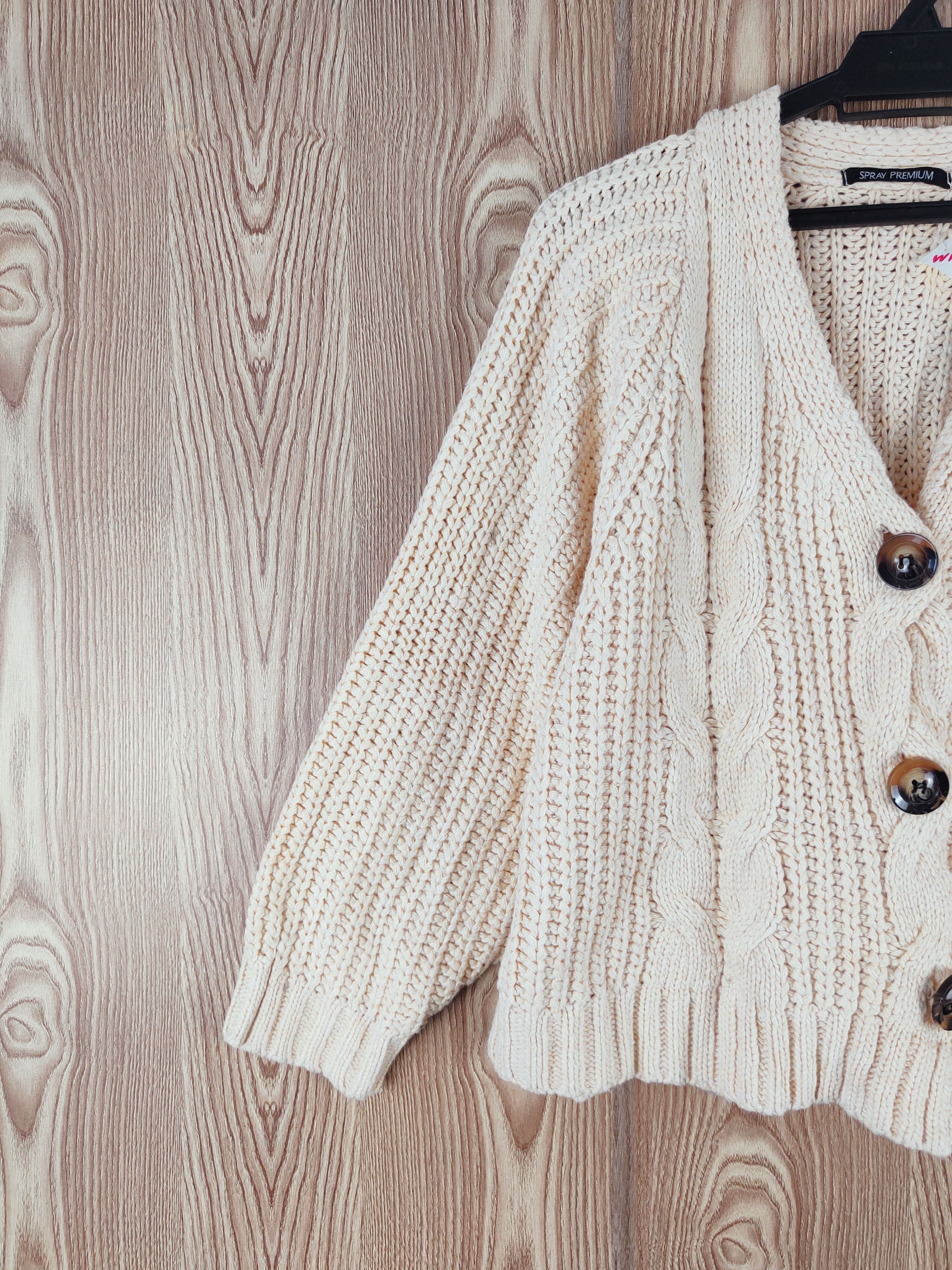 Japanese Brand Spray Premium Orange Knitwear Cardigan #W149 Size M / US 6-8 / IT 42-44 - 3 Thumbnail