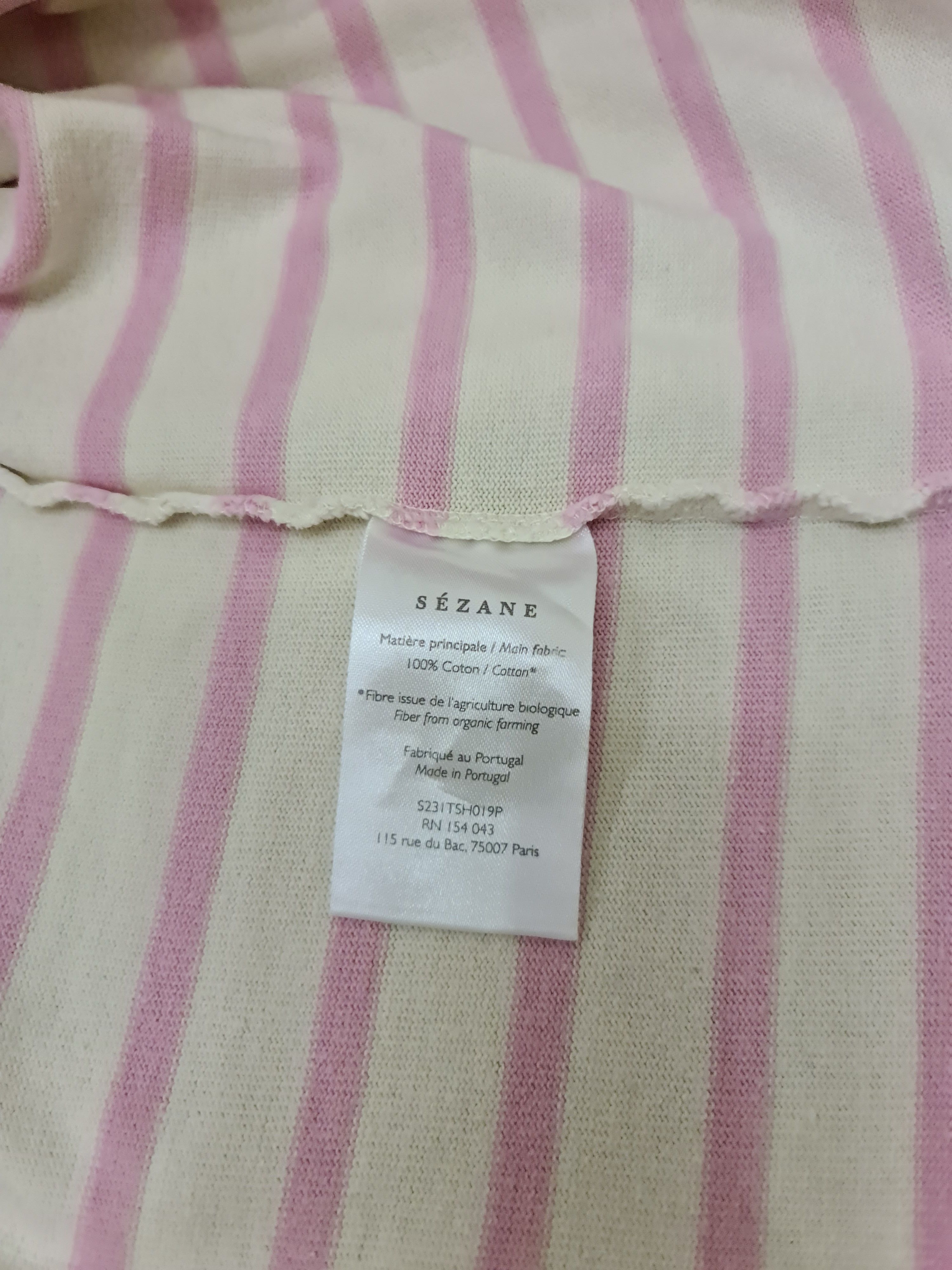 Sezane Sezane Noan Mariniere pink striped button ups sweatshirt Size L / US 10 / IT 46 - 9 Thumbnail