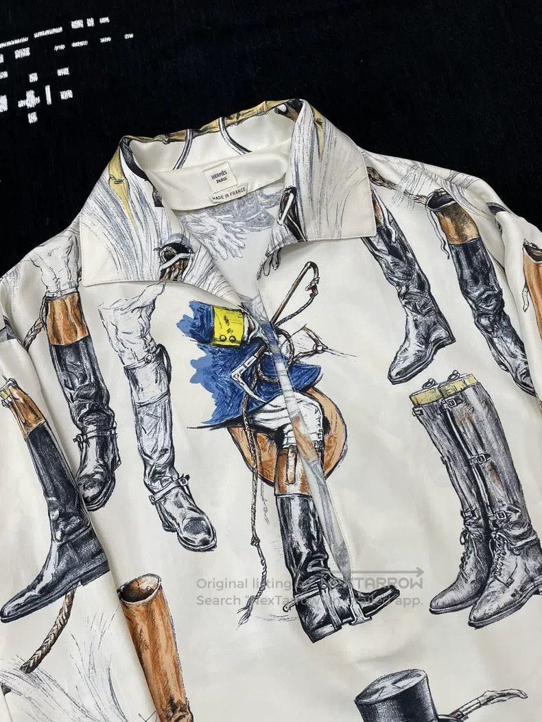 Hermes Hermes Silk Boot Print Collar Shirt Size XS / US 0-2 / IT 36-38 - 2 Thumbnail