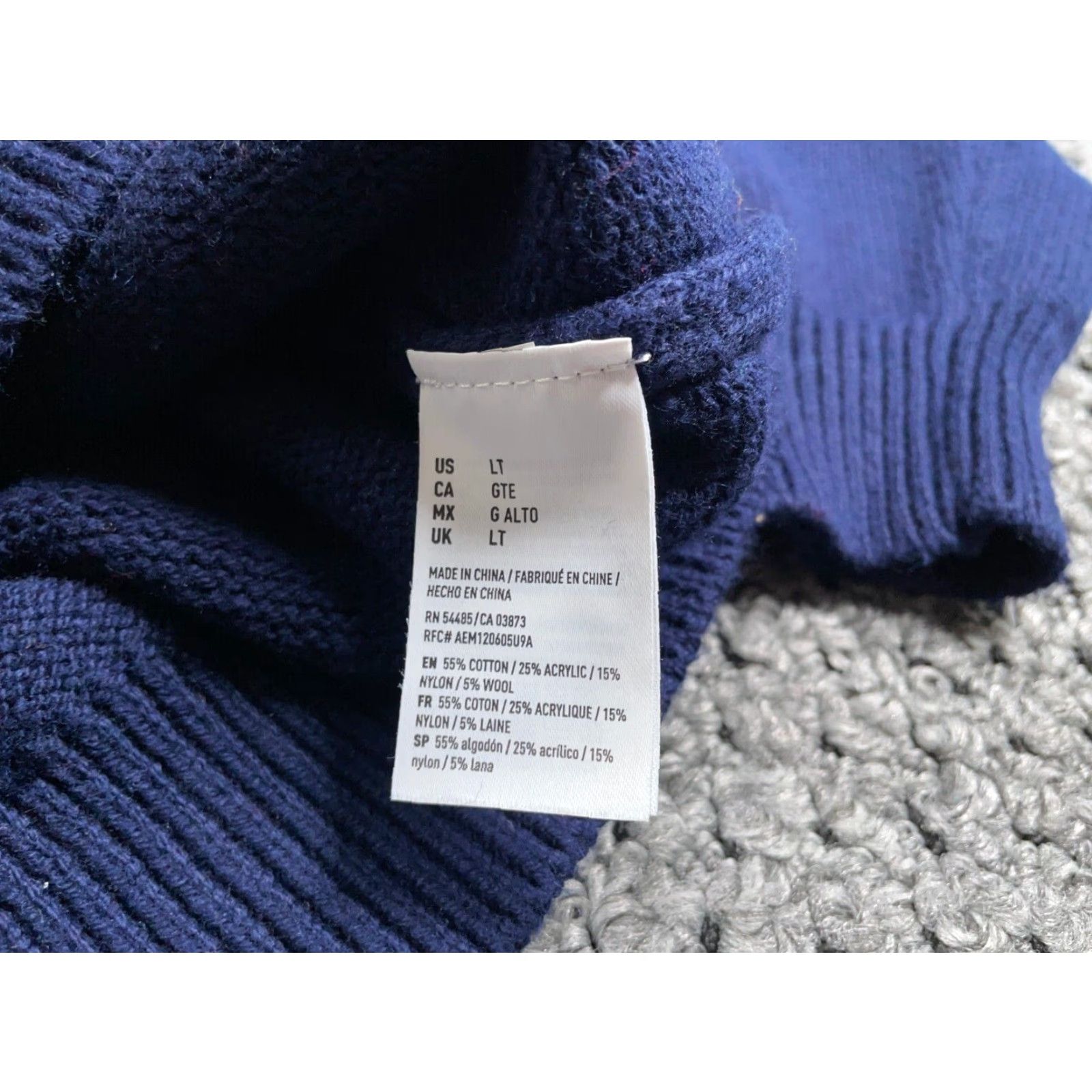 American Eagle Outfitters AMERICAN EAGLE OUTLETTERS Geometric Pattern Sweater Big & Tall LT Dark Blue Chunky Knit Pullover Mens 90s Retro Size US L / EU 52-54 / 3 - 6 Thumbnail