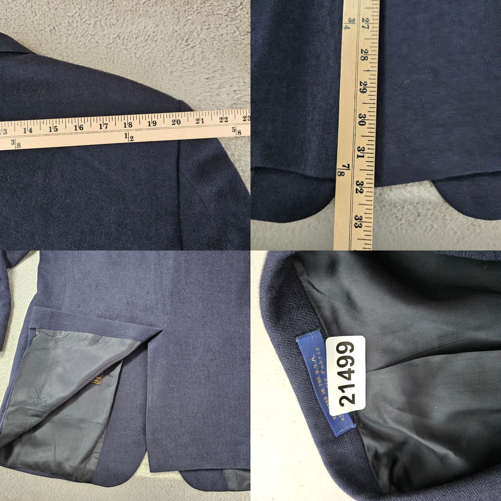 Nordstrom Nordstrom Loro Piana Blazer Mens 44L Navy 2 Button Single-Breasted Notch Lapel Wool Camelhair Tweed Jacket Size 44R - 10 Thumbnail