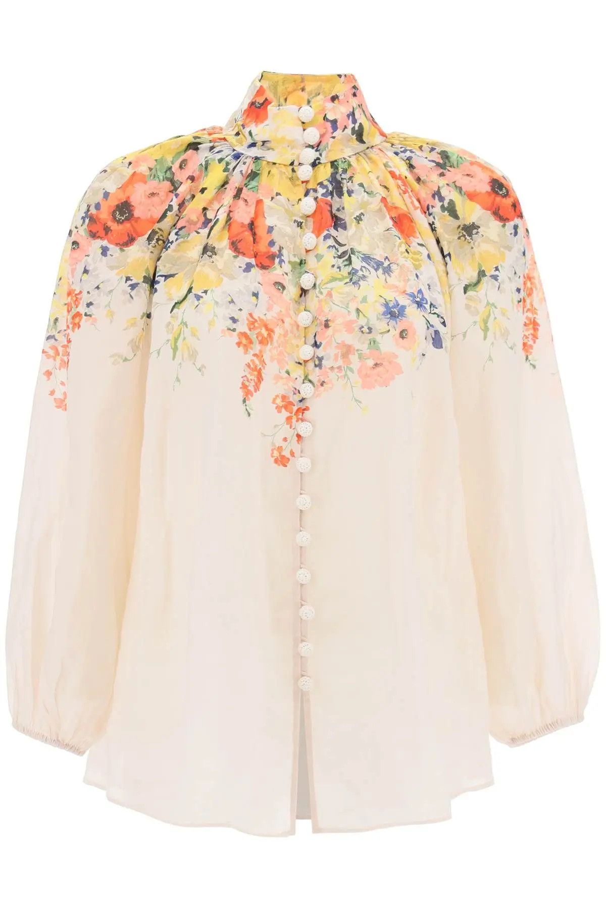 image of Zimmermann O1S22I1N1223 Alight Ramie Billow Blouse In White, Women's (Size Small)