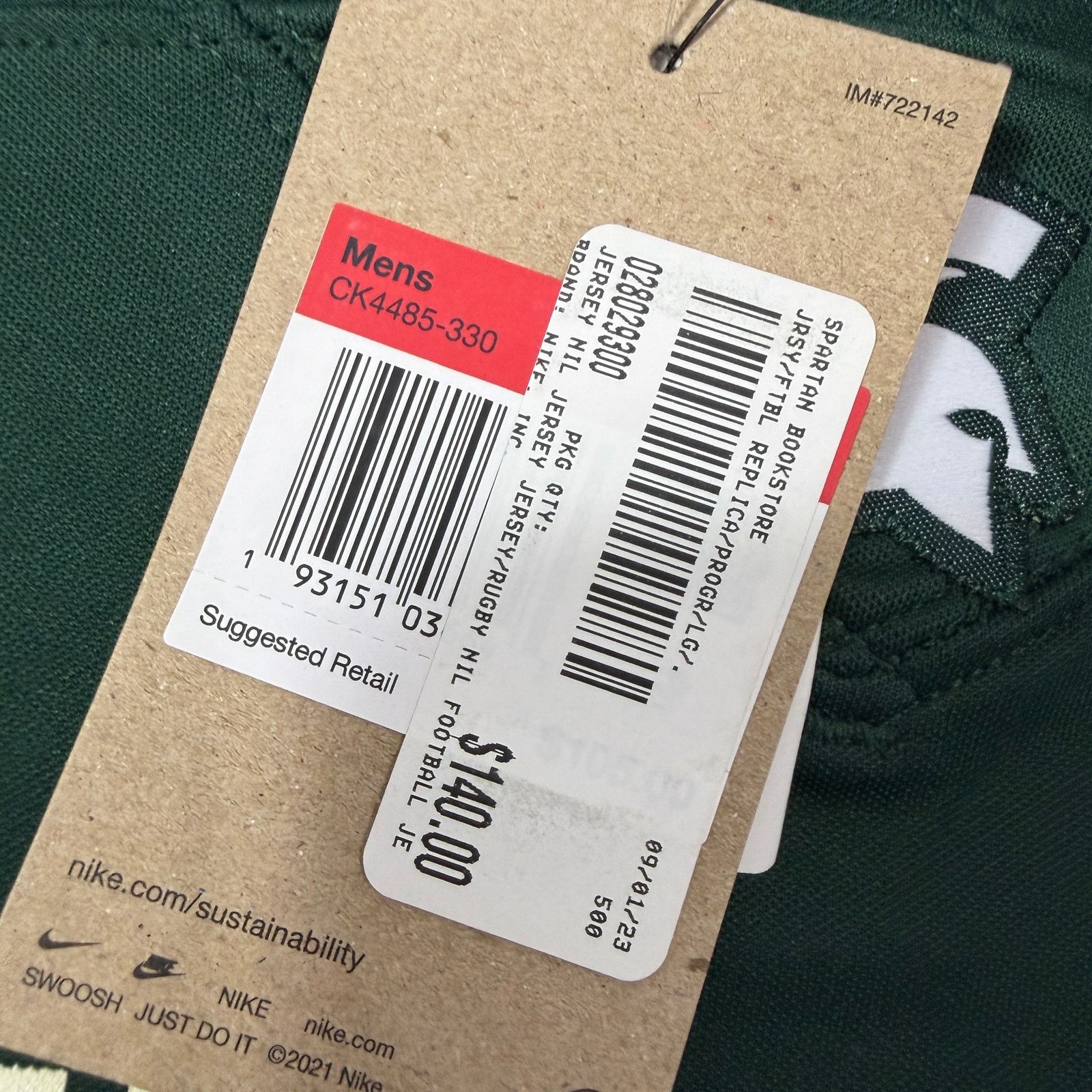Nike Nike Michigan State Spartans Tre Mosley Jersey Large NEW Size US L / EU 52-54 / 3 - 6 Thumbnail