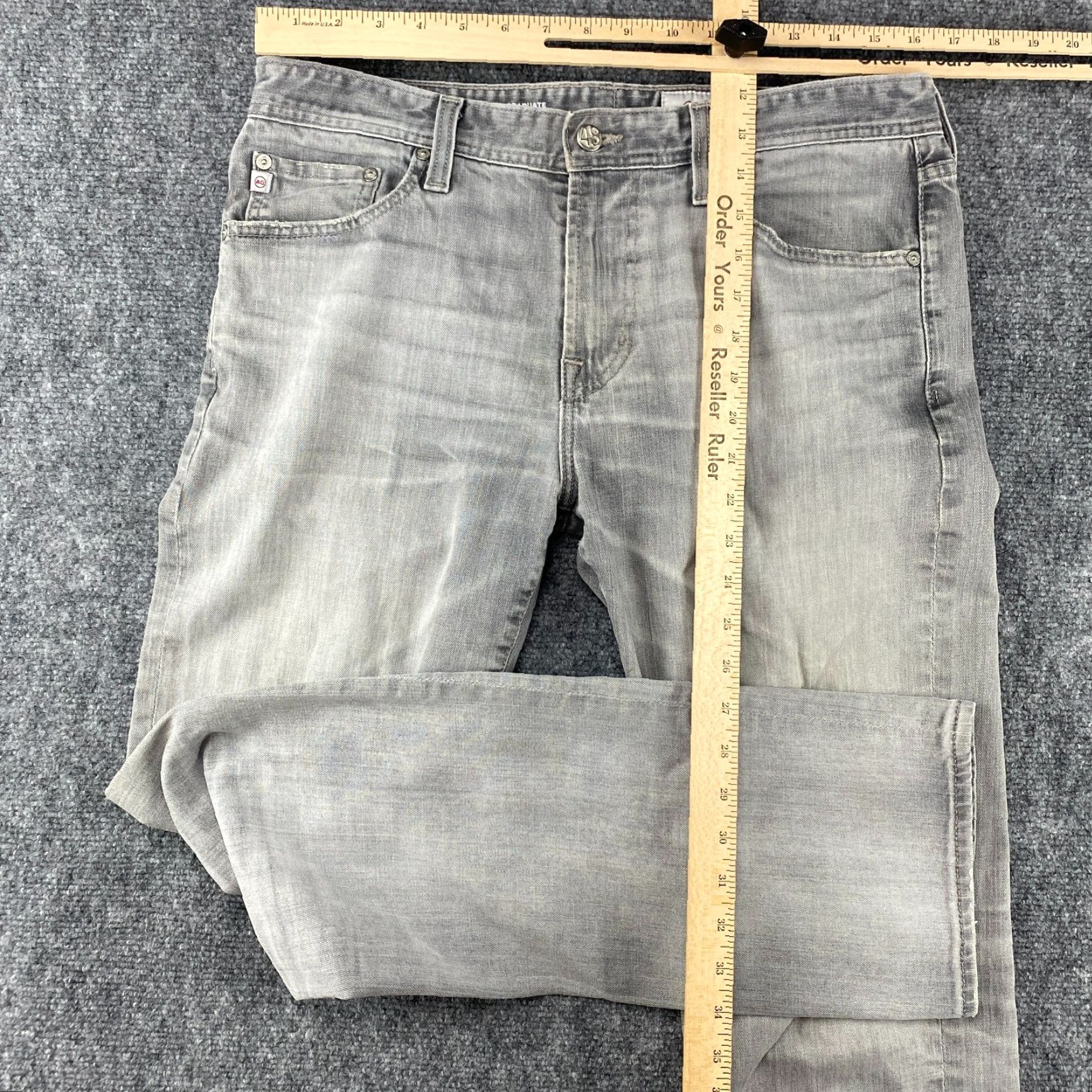 Denime AG Adriano Goldschmeid The Graduate Jeans Mens 32 Gray AG-ED Denim Size US 32 / EU 48 - 4 Thumbnail