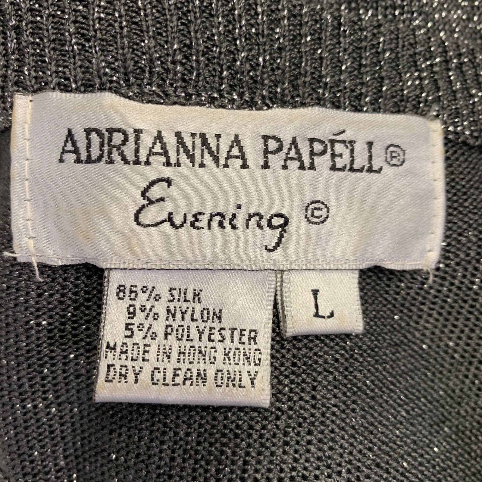 Adrianna Papell ADRIANNA PAPELL L Silver Grey Silk Blend 2 PC Cardigan Set Size L / US 10 / IT 46 - 8 Thumbnail