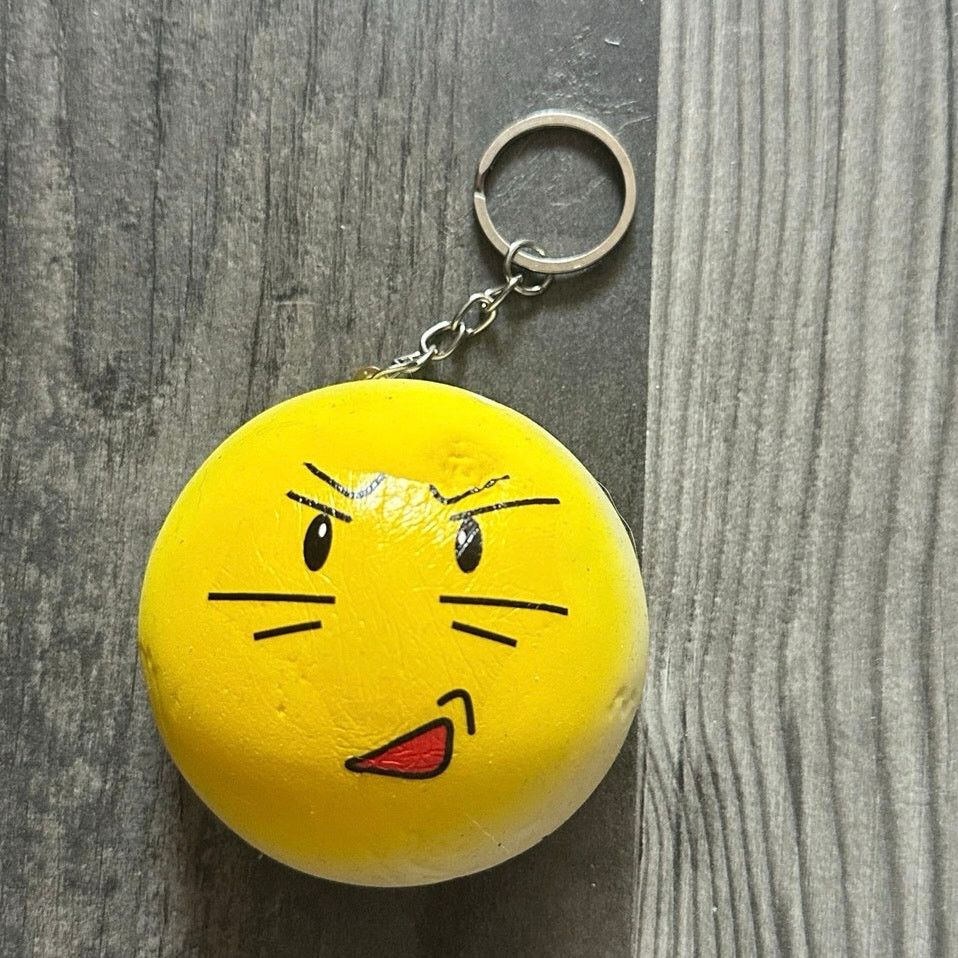 Other yellow silly face squishy keychain Size ONE SIZE - 1 Thumbnail