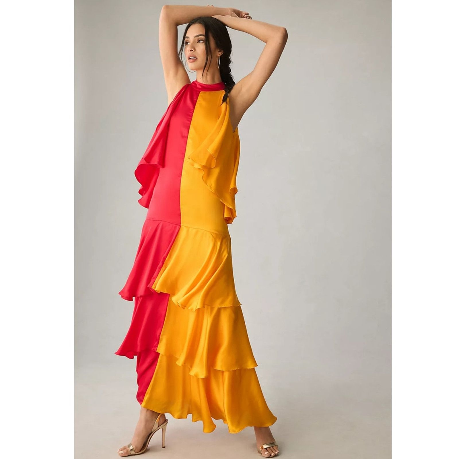 Anthropologie New Pinnacle by Shruti Sancheti Mock-Neck Colorblock Dress Size XS / US 0-2 / IT 36-38 - 3 Thumbnail