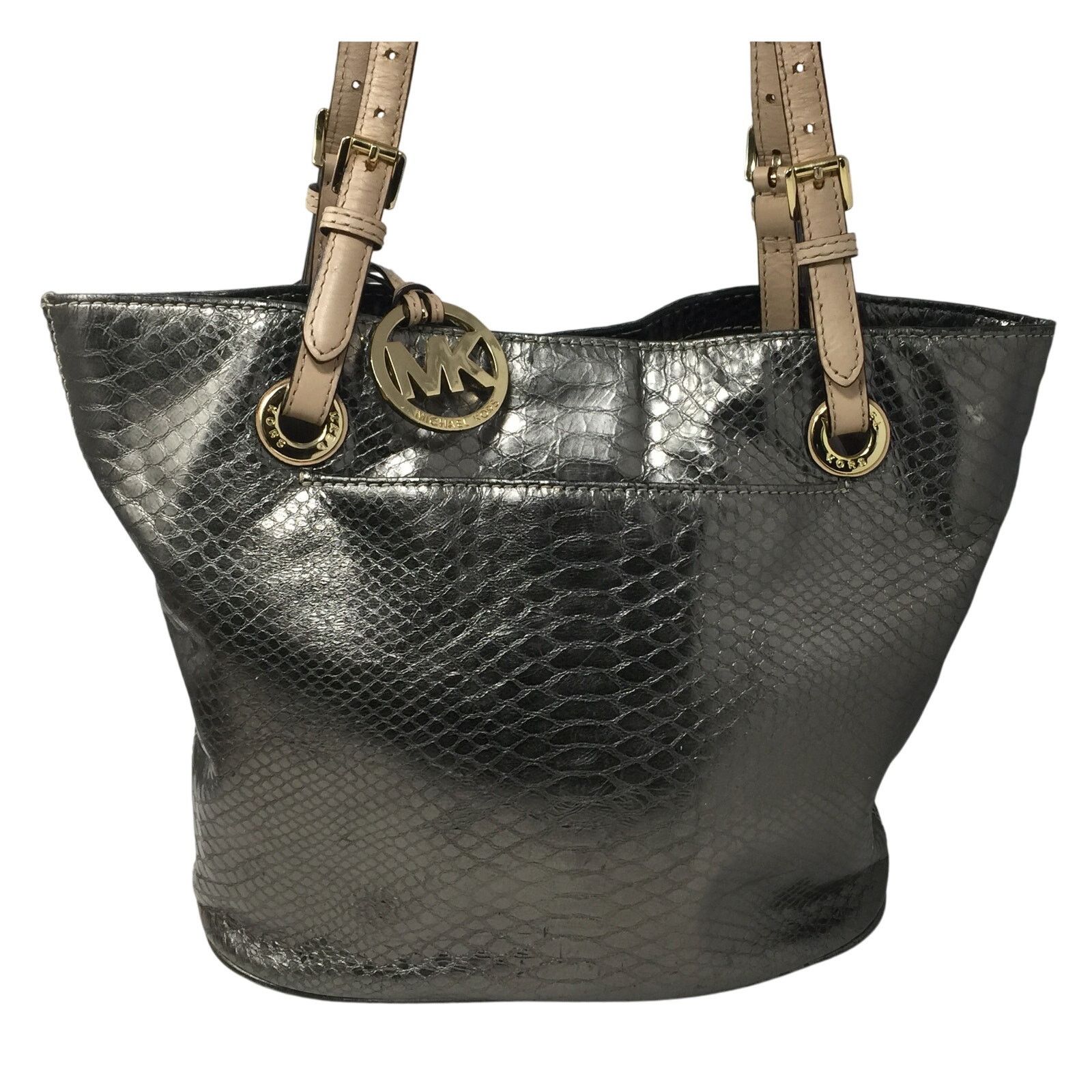 Michael Kors Michael Kors Jet Set Gray Leather Python Embossed Tote Bag Size ONE SIZE - 3 Thumbnail
