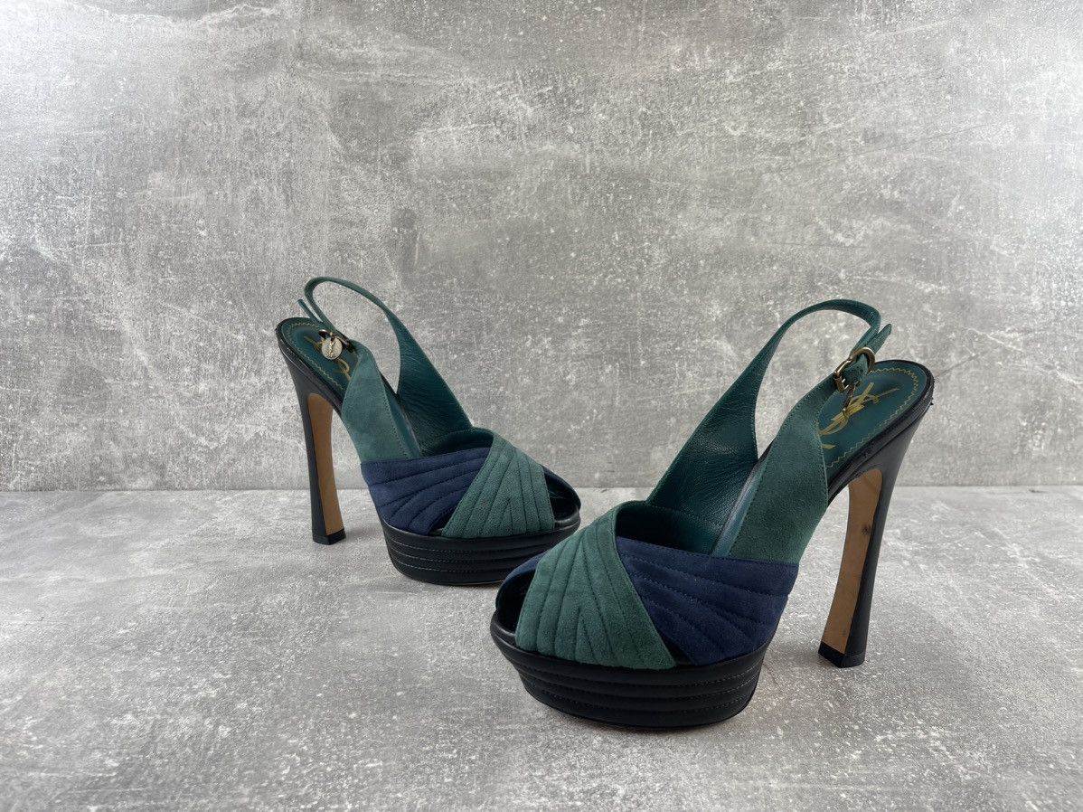 Yves Saint Laurent Yves Saint Laurent 00s Platform Slingback Heels Suede Shoes Size US 8 / IT 38 - 4 Thumbnail