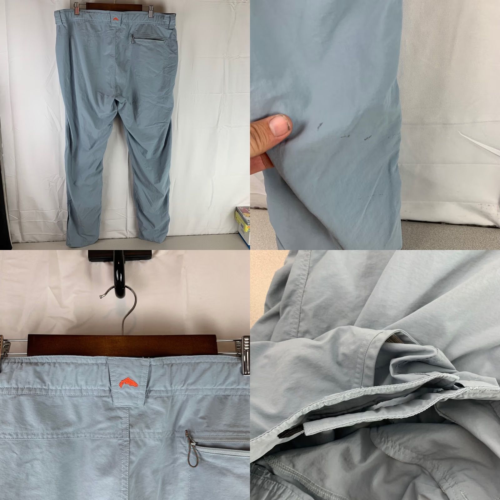 Vintage Simms Fishing Pants Mens XXL Light Blue Lightweight Nylon Quick-Dry Outdoor Size US 39 - 8 Thumbnail