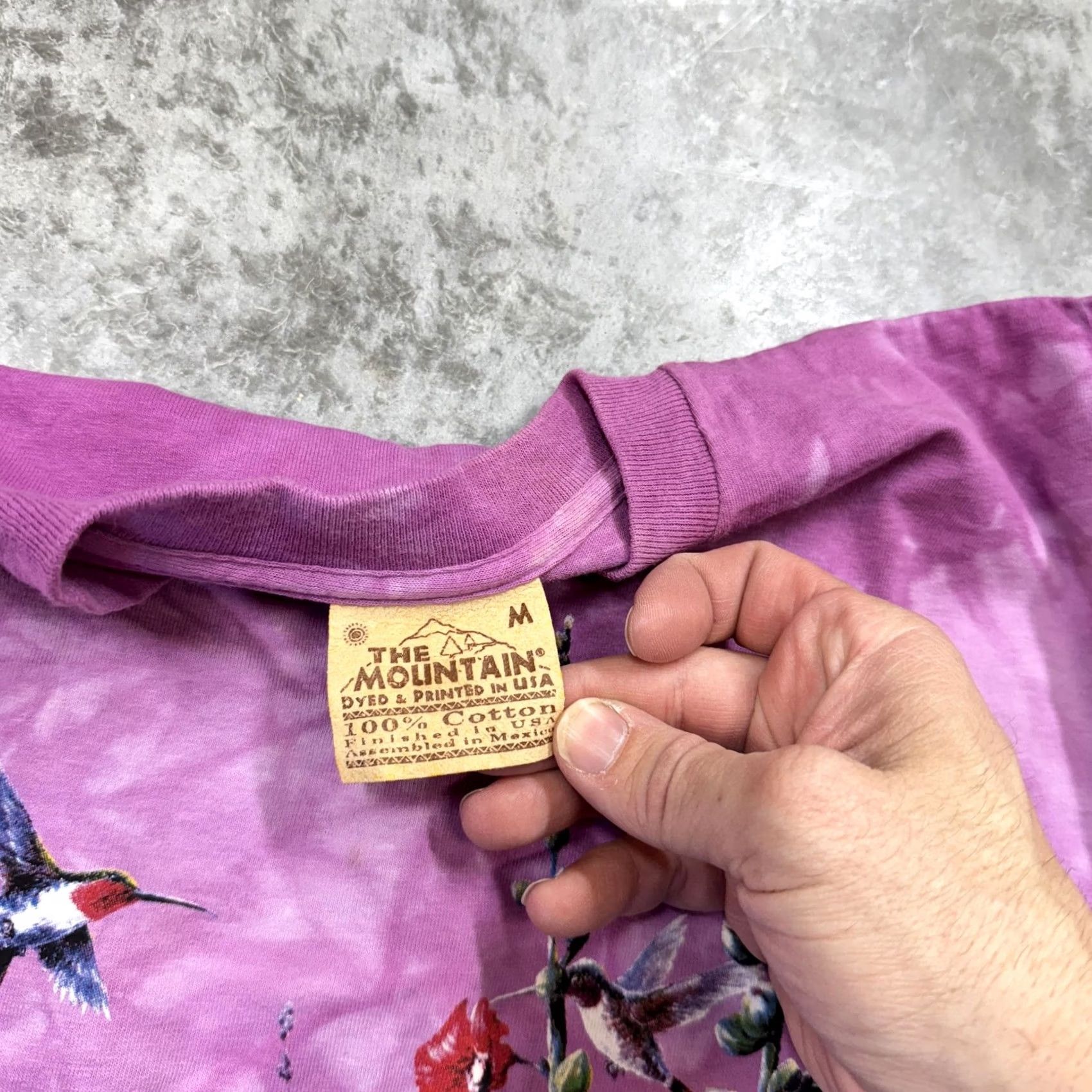 The Mountain VINTAGE The Mountain Shirt Mens Medium Purple Tie Dye Hummingbird Floral USA 90s Size US M / EU 48-50 / 2 - 3 Thumbnail