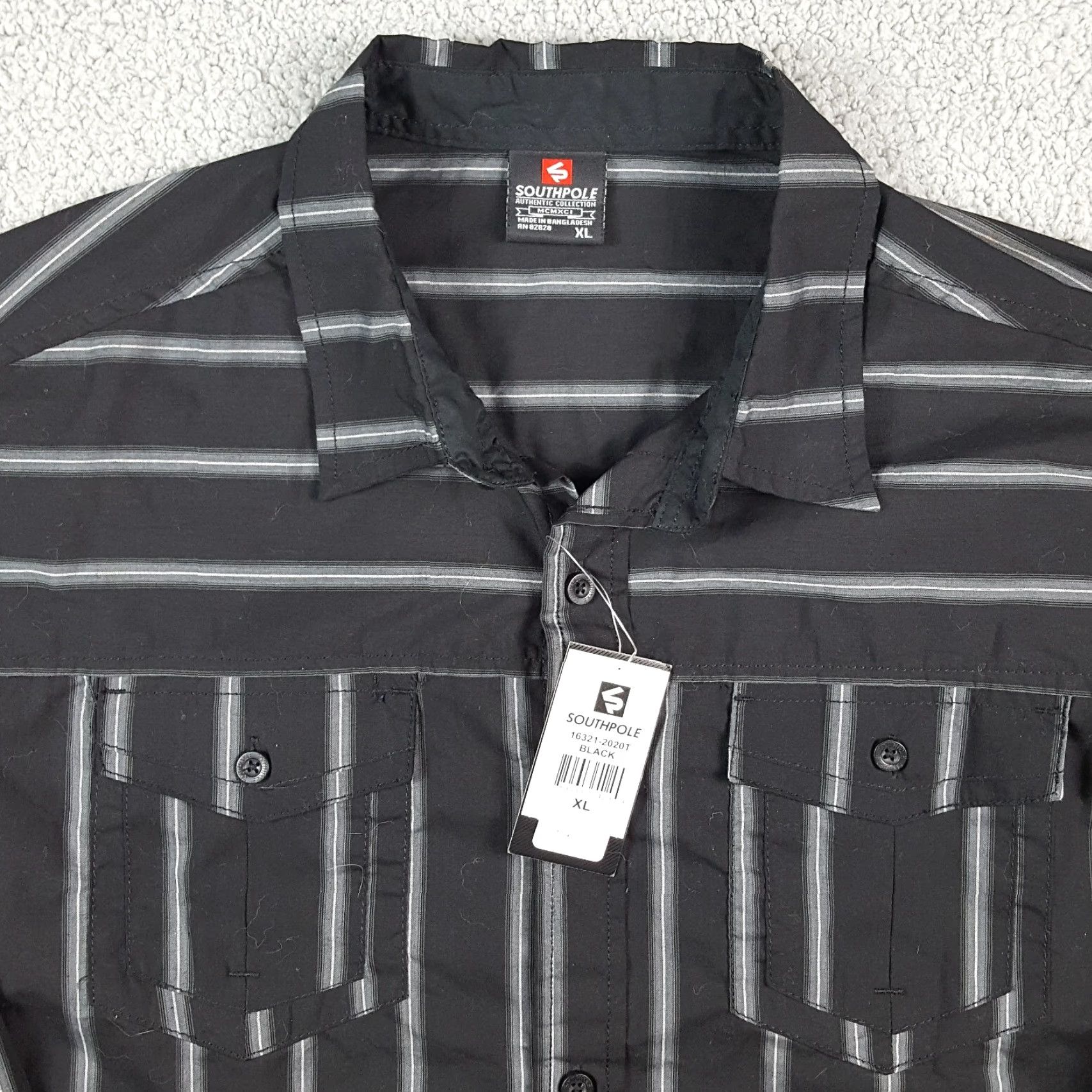 Southpole VINTAGE Y2K Southpole Black Striped Button-Up Shirt XL Mens Grunge Preppy Collared Retro Surf 90s Size US XL / EU 56 / 4 - 2 Thumbnail
