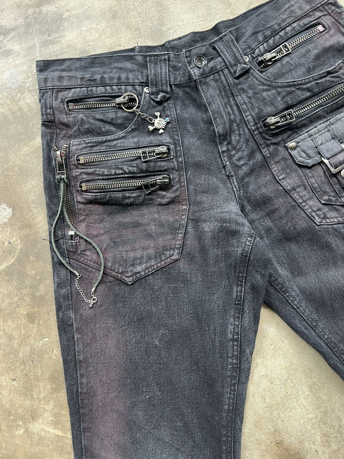 semanticdesign 2000’s Semantic Design Punk Skull Flared Jeans Wax Style Size US 31 - 4 Thumbnail