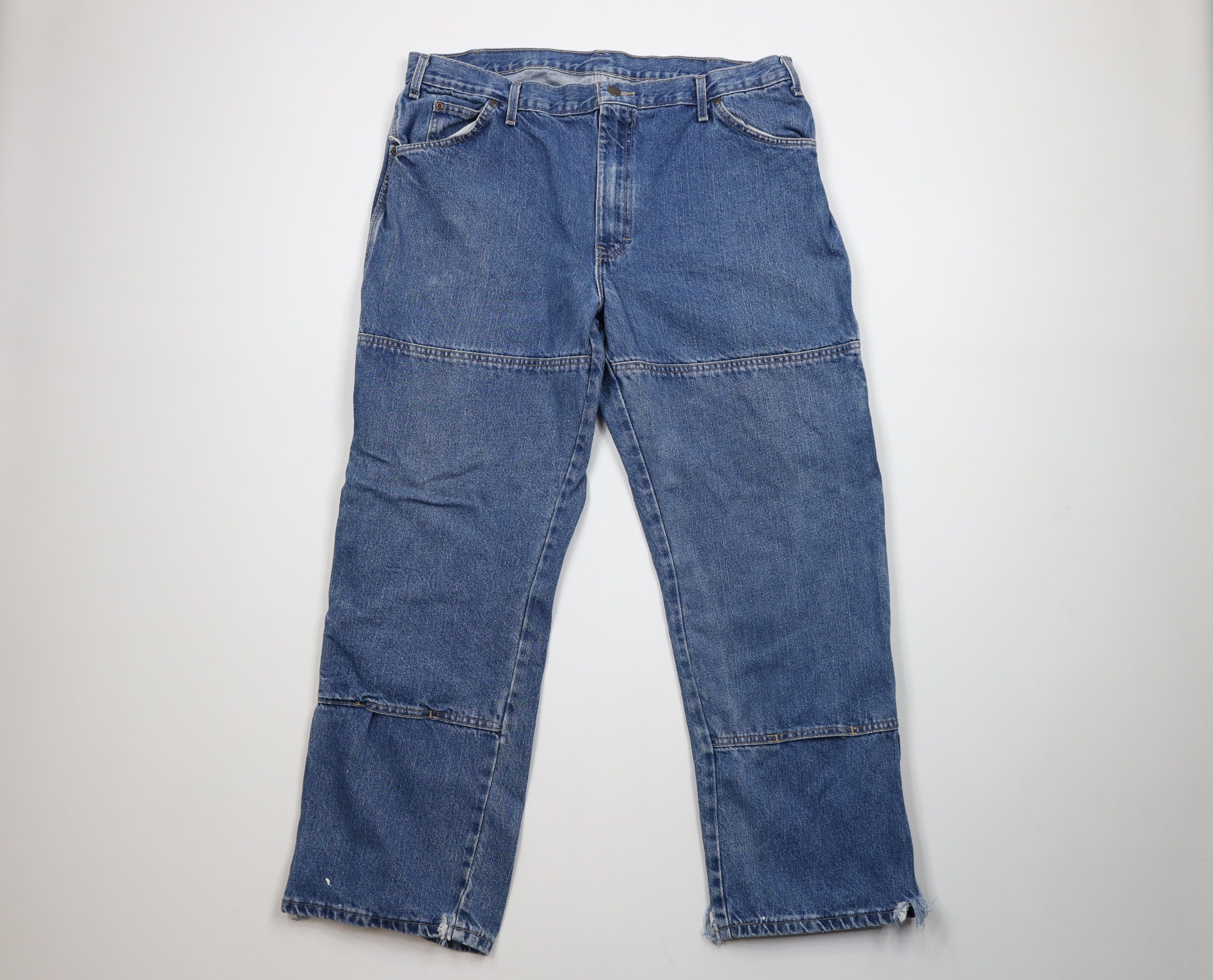 Dickies × Vintage Vintage Y2K Dickies Spell Out Wide Leg Dungaree Jeans Blue Size US 38 / EU 54 - 1 Thumbnail