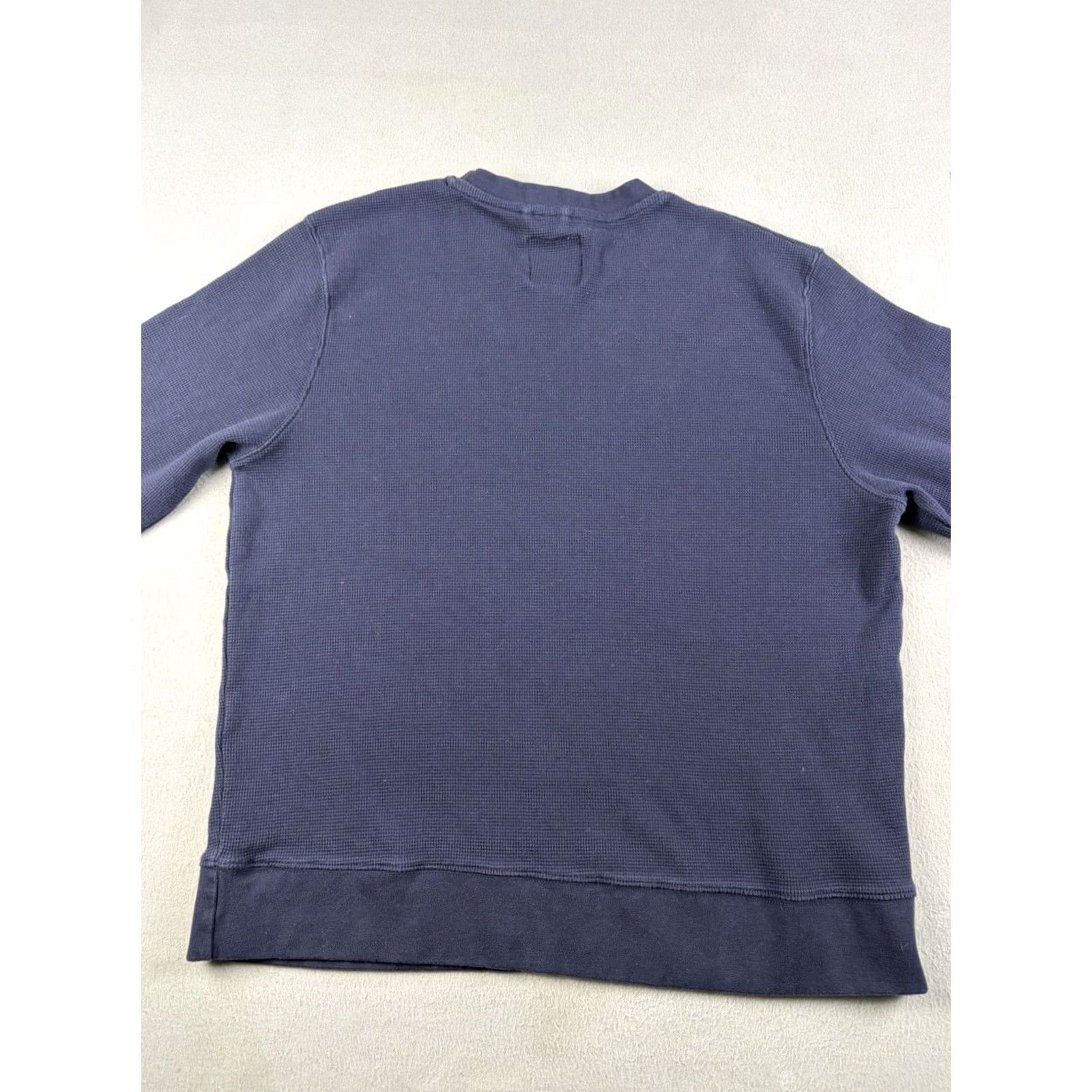 Vintage Iron & Resin Henley Shirt XL Blue Thermal Waffle Knit Long Sleeve Crew Neck Men Size US XL / EU 56 / 4 - 5 Thumbnail