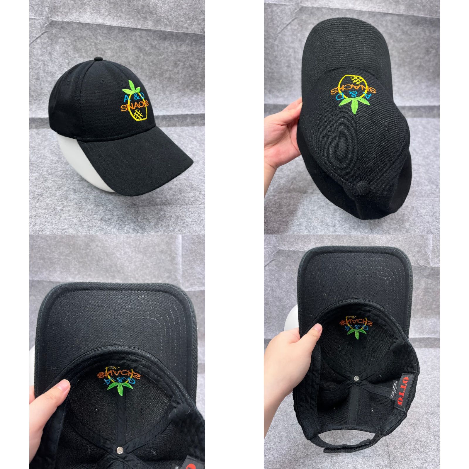 Vintage Otto Hat Cap Strap Back Logo Adult One Size Black 100% Polyester A&D Snacks Size ONE SIZE - 8 Thumbnail
