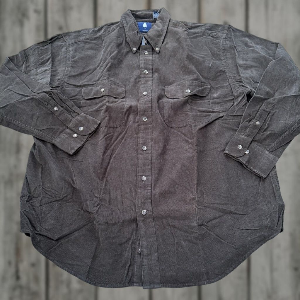 Roundtree & Yorke Roundtree & Yorke Shirt Mens XL Deep Olive Corduroy 100% Cotton Button-Down Regular Fit Long Sleeve Collared Casual Size US XL / EU 56 / 4 - 1 Thumbnail
