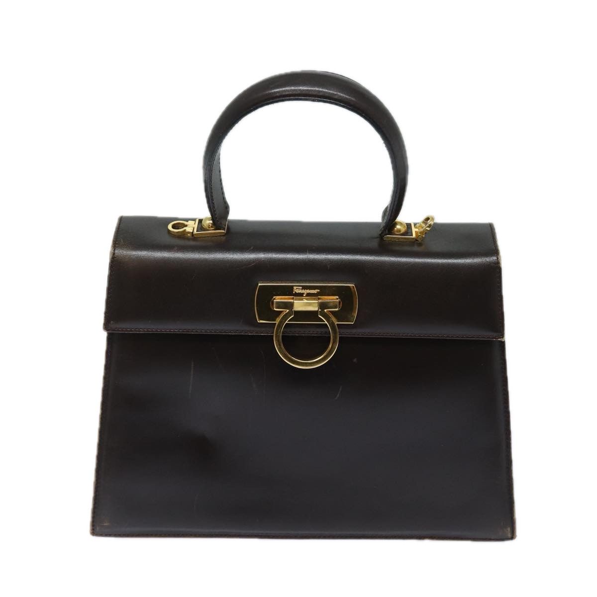 Salvatore Ferragamo Gancini Brown Leather Handbag (Pre-Owned) Size ONE SIZE - 1 Thumbnail