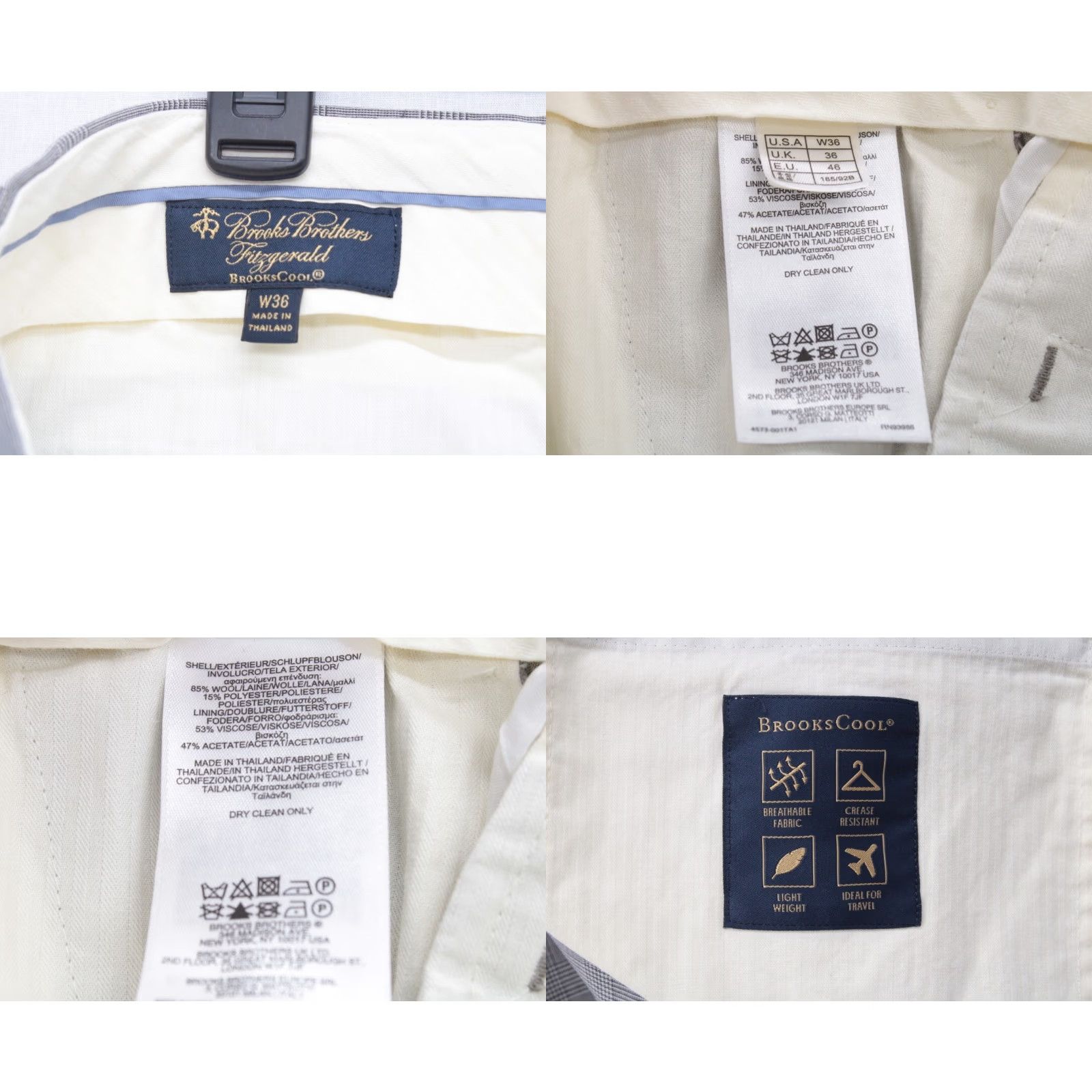 Brooks Brothers Brooks Brothers Fitzgerald Pants Men 34 Gray Glen Plaid Brooks Cool Lined Size US 34 / EU 50 - 8 Thumbnail