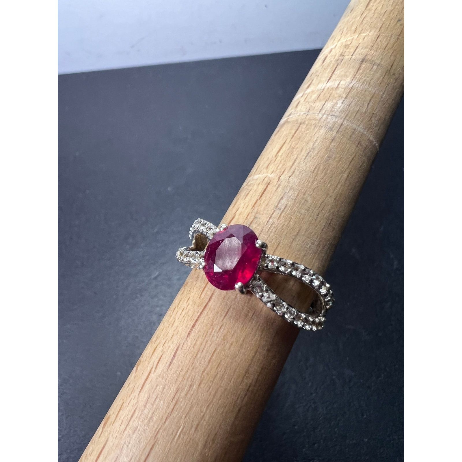 Other Ruby and zircon crisscross sterling silver ring size 9 Size ONE SIZE - 3 Thumbnail