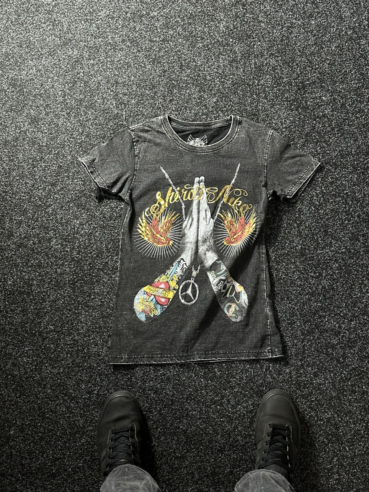 Designer × Ed Hardy 🚨Vintage Ed Hardy STYLE big True Love Logo Women MERSEDES Size M / US 6-8 / IT 42-44 - 1 Thumbnail