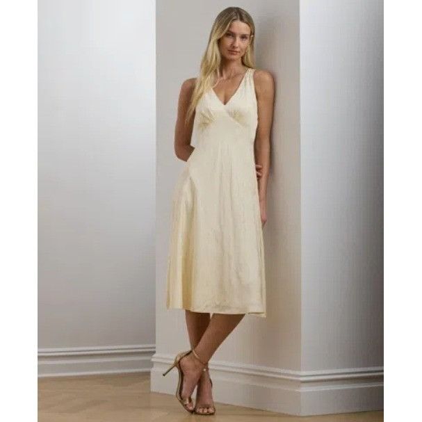 Lauren Ralph Lauren LRL Ralph Lauren V Neck Sleeveless Midi Dress Womens 10 Crea Size L / US 10 / IT 46 - 20 Thumbnail