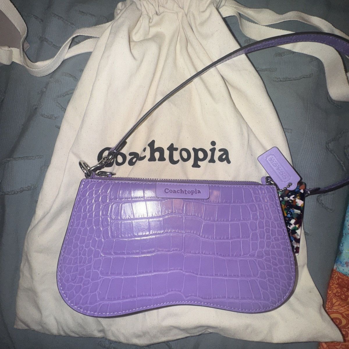 Coach Coachtopia New Never Used Purple Croc Print Baguette Size ONE SIZE - 4 Thumbnail