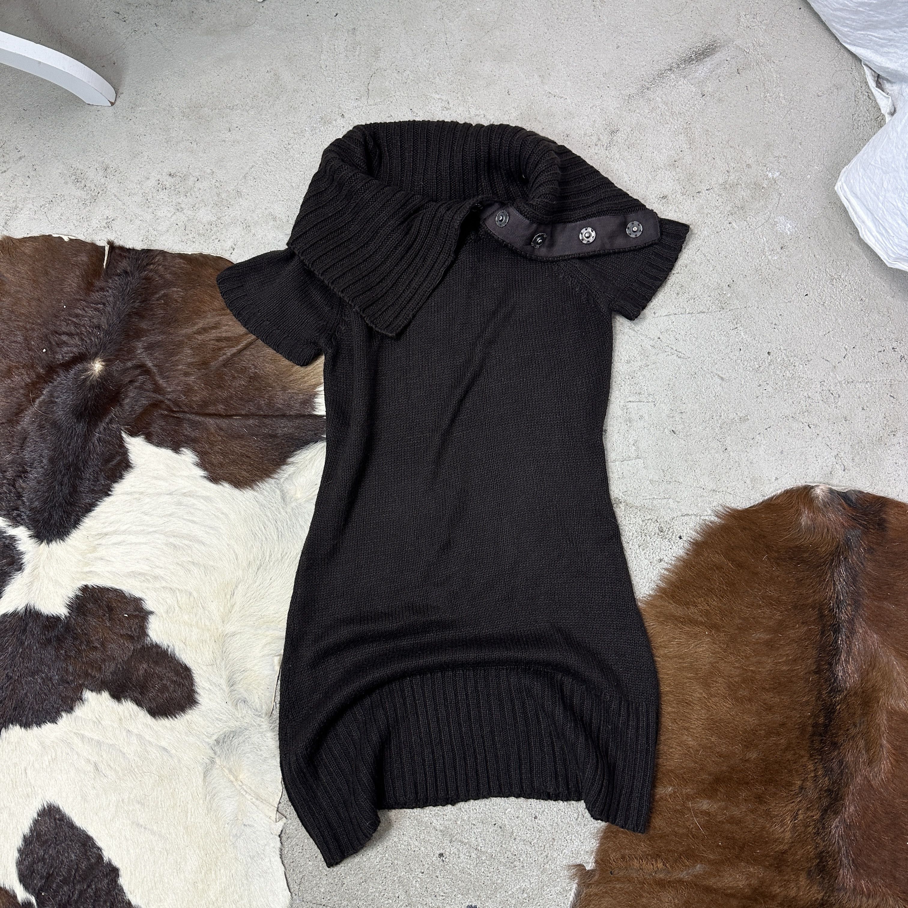 Vintage Vintage Knitted Asymmetrical Big Collar Dress Y2K Size S / US 4 / IT 40 - 5 Thumbnail