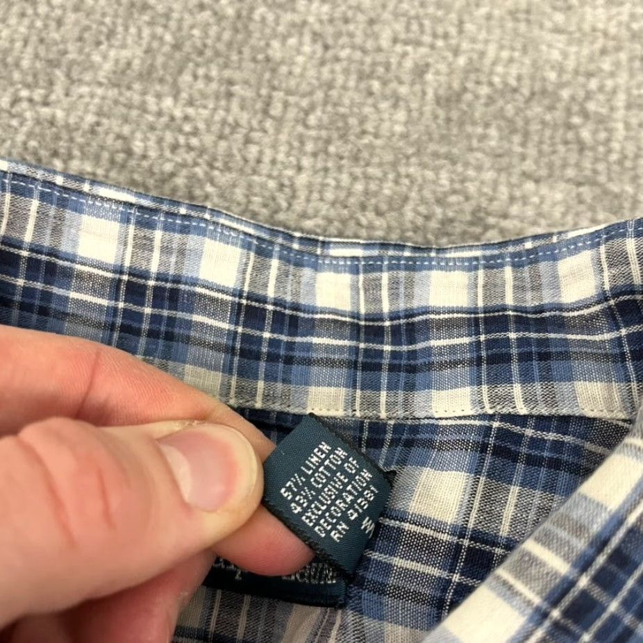 Ralph Lauren VINTAGE Ralph Lauren Shirt Mens Large Blue Plaid Linen Blend Button Up Preppy Old Money Size US L / EU 52-54 / 3 - 4 Thumbnail