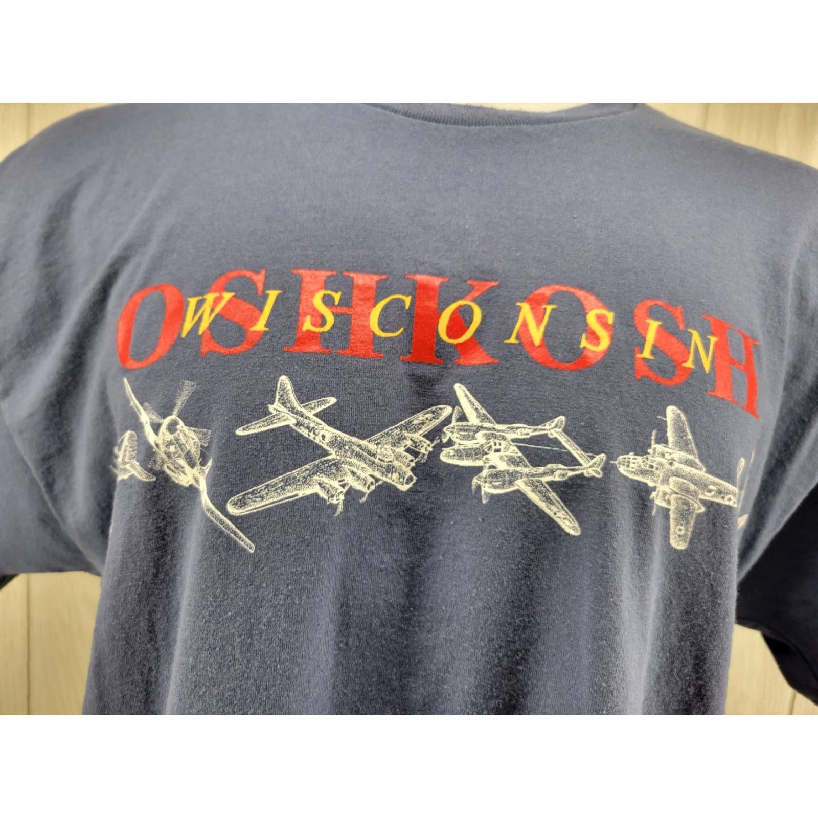 Vintage VINTAGE OshKosh Wisconsin Airplane T-Shirt XL Blue Mens Size US XL / EU 56 / 4 - 2 Thumbnail