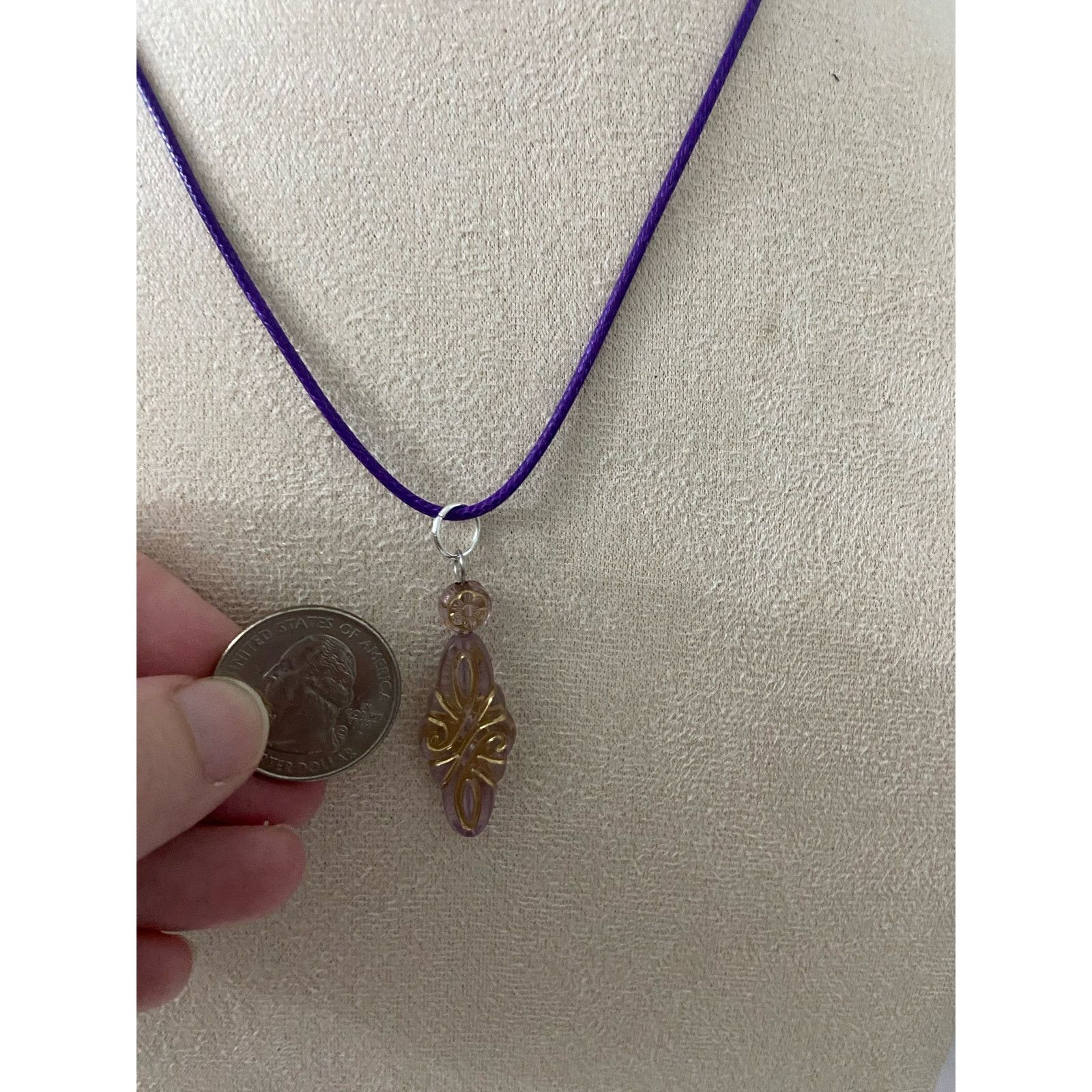 Handmade Light purple tribal pendant necklace Size ONE SIZE - 2 Thumbnail