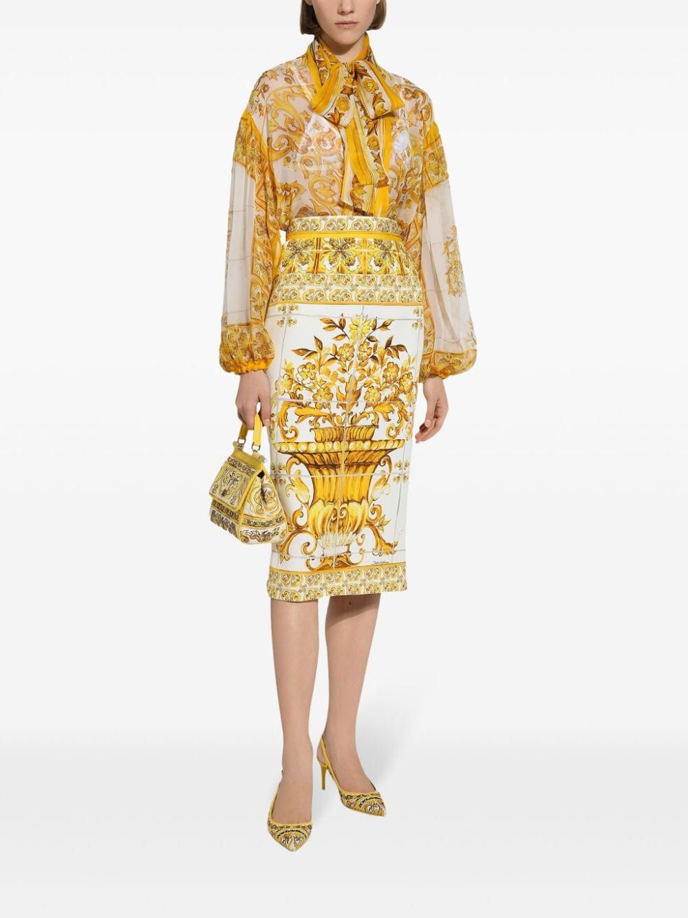 Dolce & Gabbana o1s22i1n0225 Open Chiffon Blouse in Multicolor Size S / US 4 / IT 40 - 5 Thumbnail