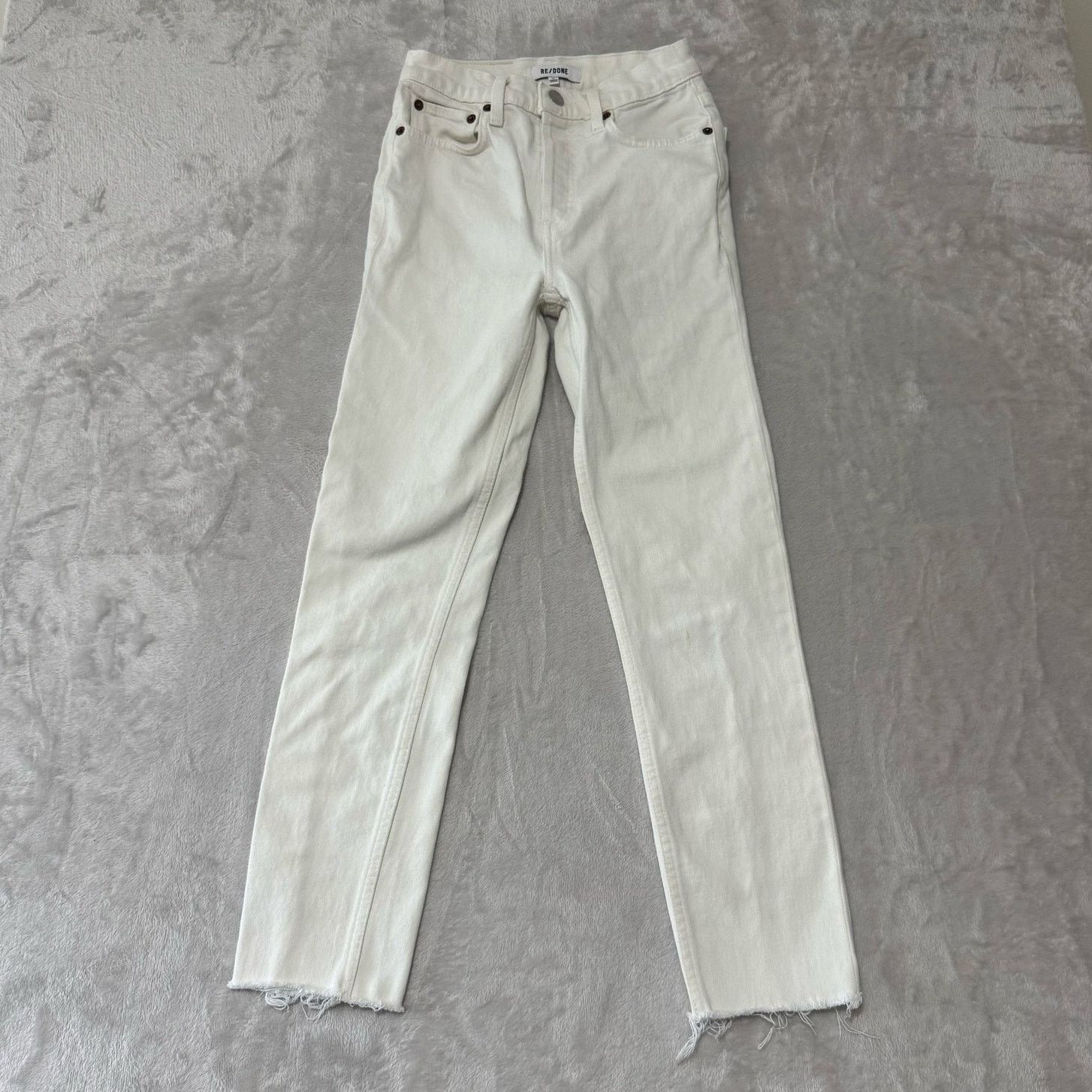 RE/DONE ReDone 90s High Rise Ankle Crop Button Fly Jeans 24 White Size 24" / US 00 / IT 34 - 1 Thumbnail