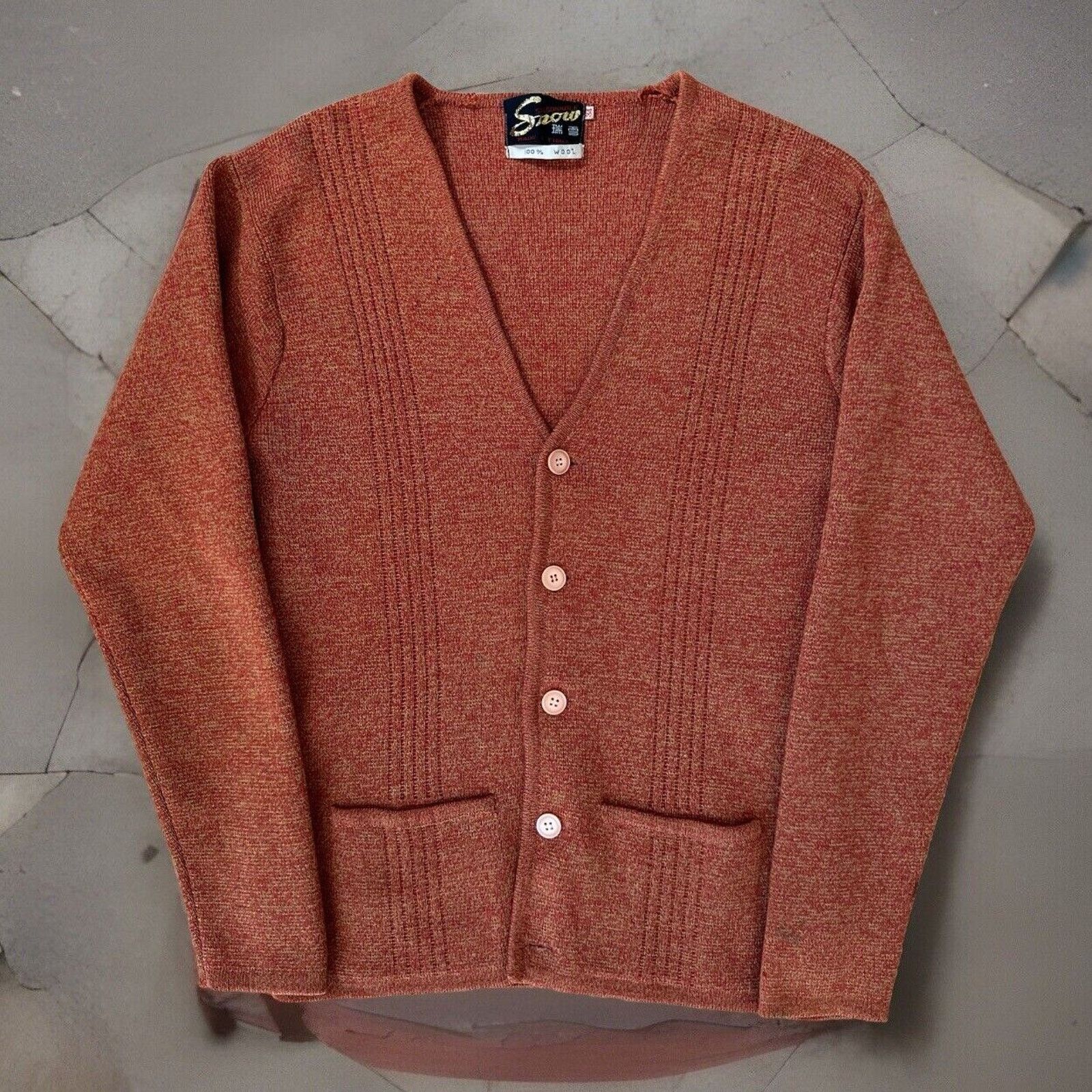 Vintage Vintage Snow Cardigan 34 Orange Wool Sweater 60s Size S / US 4 / IT 40 - 1 Thumbnail