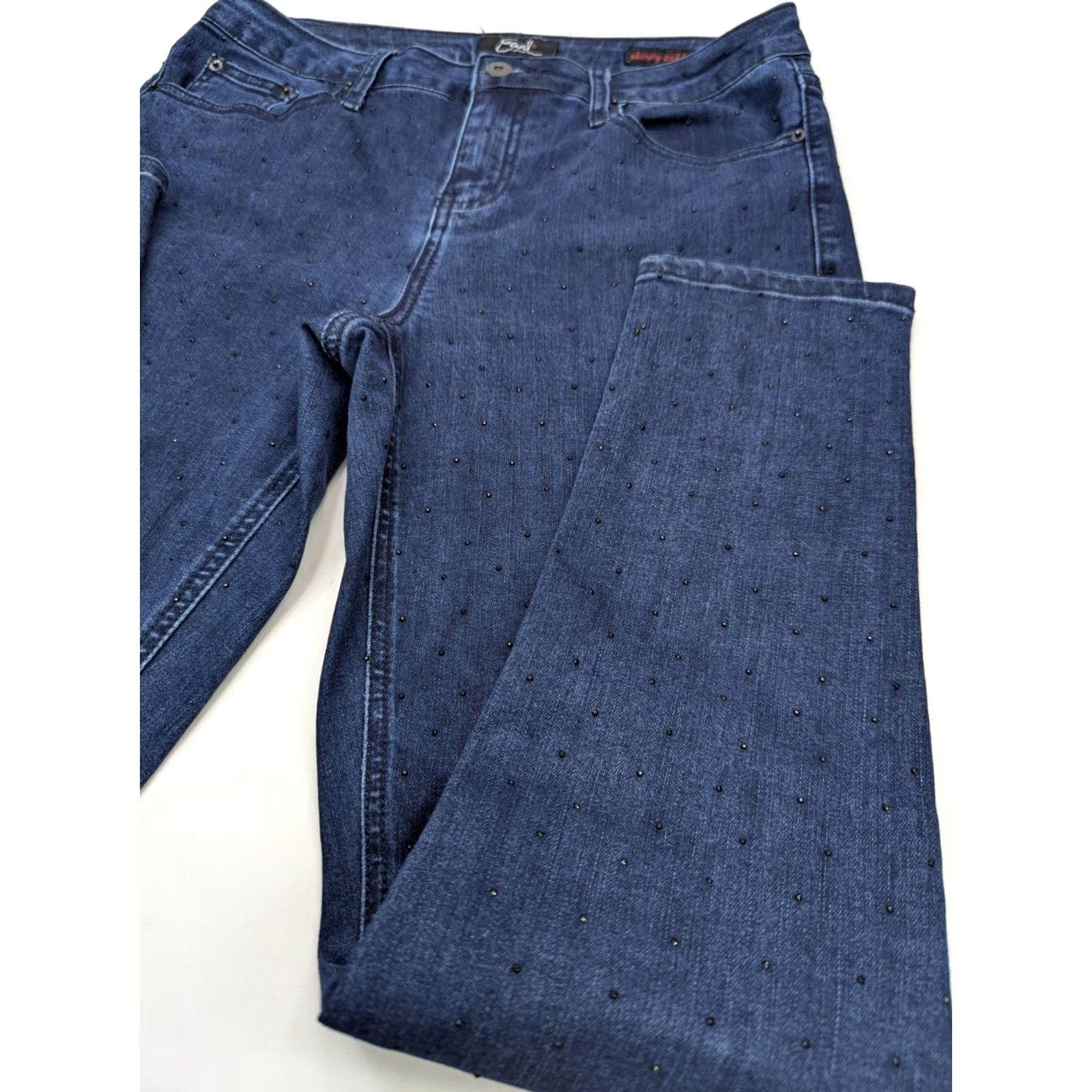 Vintage Earl Jeans Skinny Ankle Jeans Women 10 Blue Studded Logo 32x28 Slim 5-Pocket Denim Size 32" / US 10 / IT 46 - 5 Thumbnail