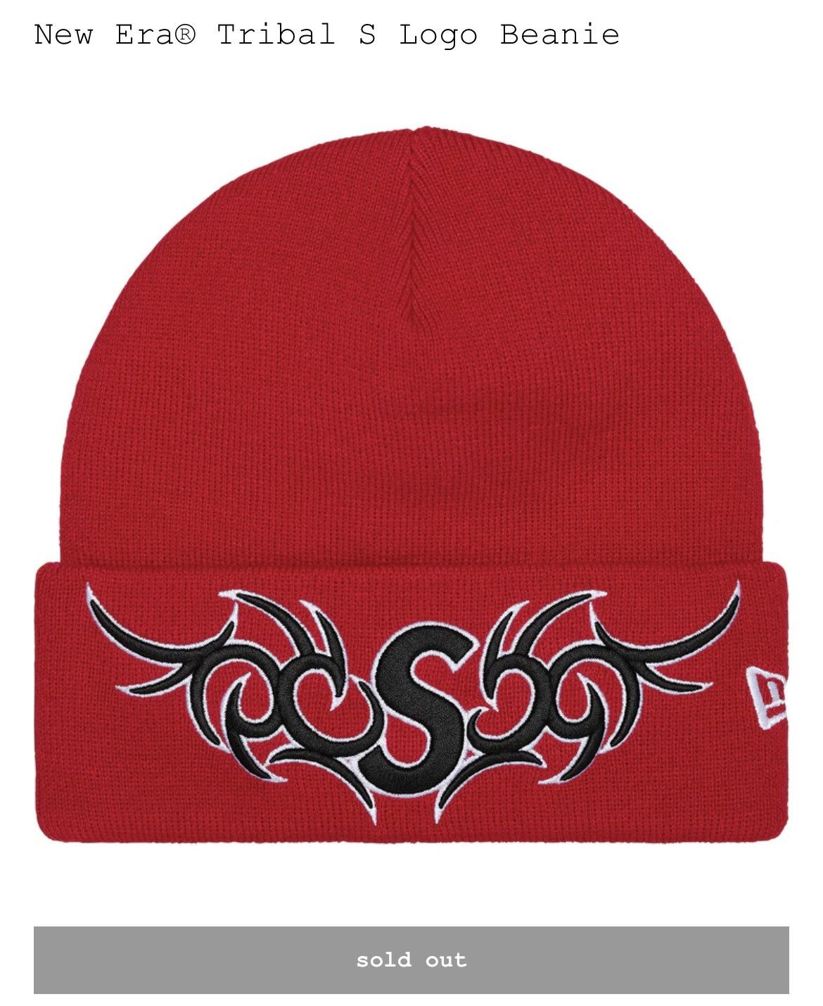 Supreme Supreme New Era® Tribal S Logo Beanie Red Size ONE SIZE - 3 Thumbnail