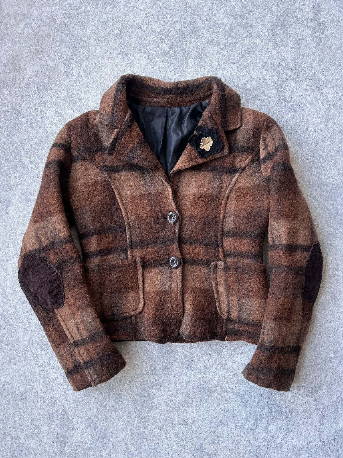 Japanese Brand Vintage Comme des Garcons Style Wool Plaid Cropped Jacket Size XS / US 0-2 / IT 36-38 - 1 Thumbnail