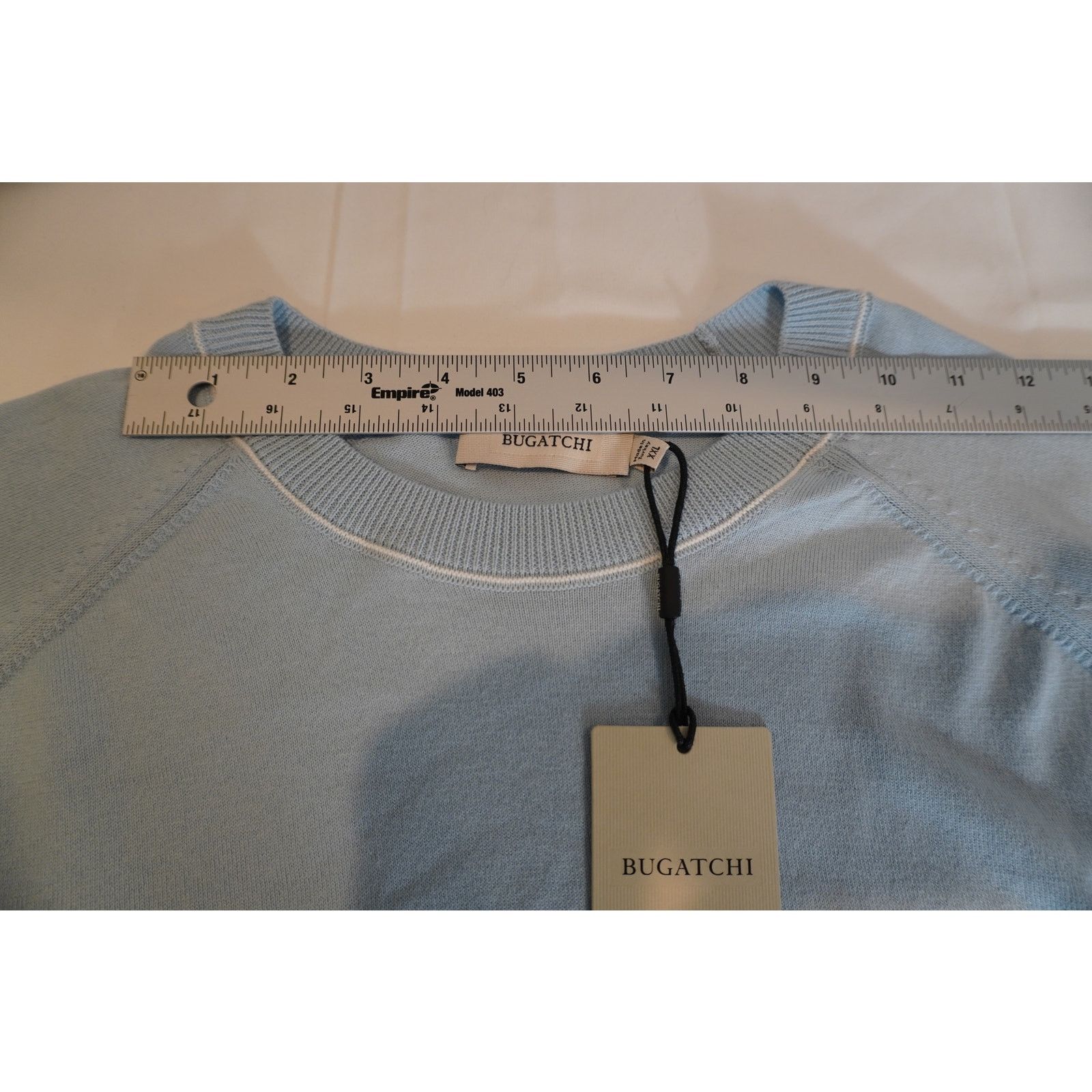 BUGATCHI Bugatchi Mens Knit Ice Blue Luxury Pullover Cotton Blend NWT Size US XXL / EU 58 / 5 - 7 Thumbnail