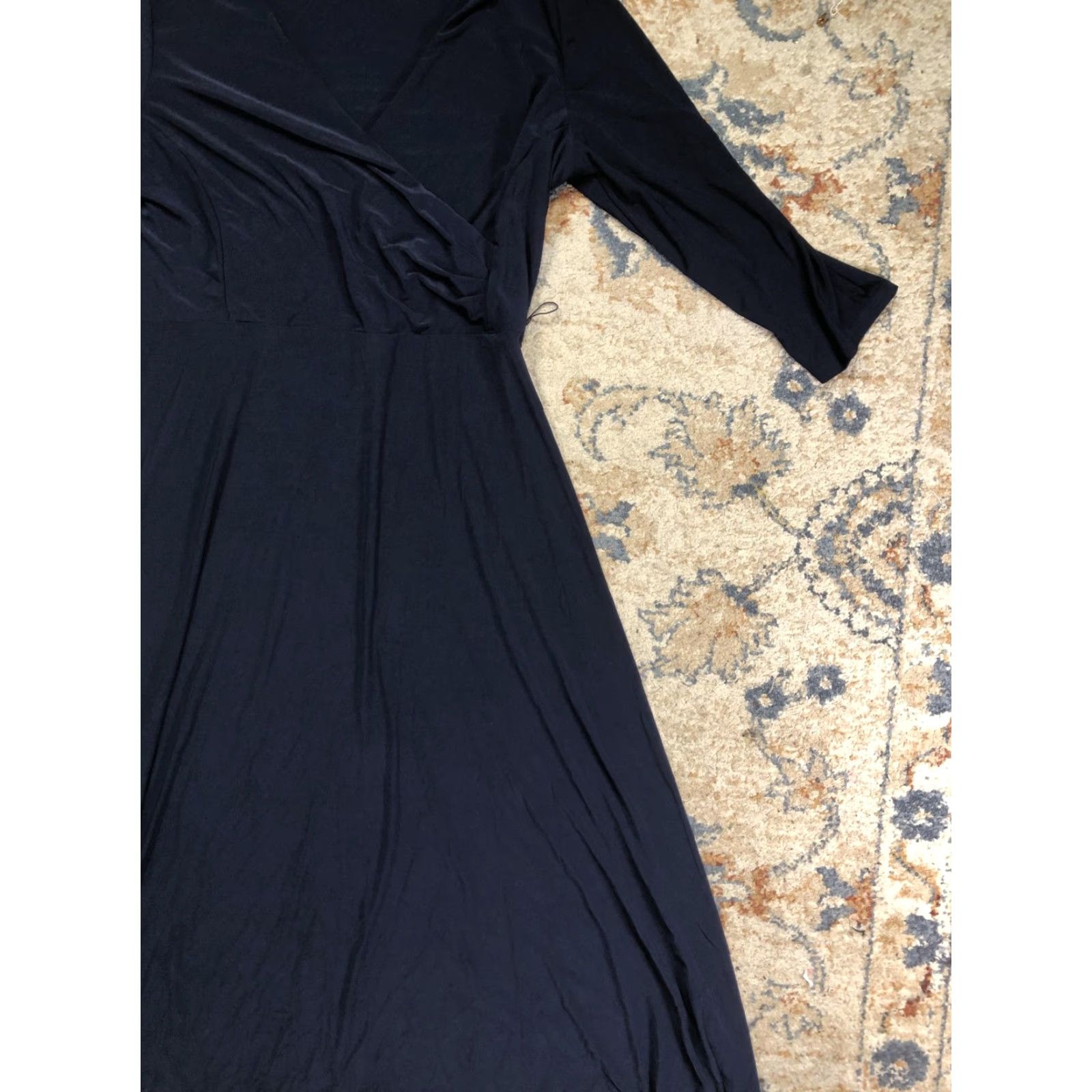 Ralph Lauren Lauren Ralph Lauren Dress Womens 12 Navy Blue Wrap Maxi Jersey V Neck 3/4 Sleeve Size XL / US 12-14 / IT 48-50 - 4 Thumbnail