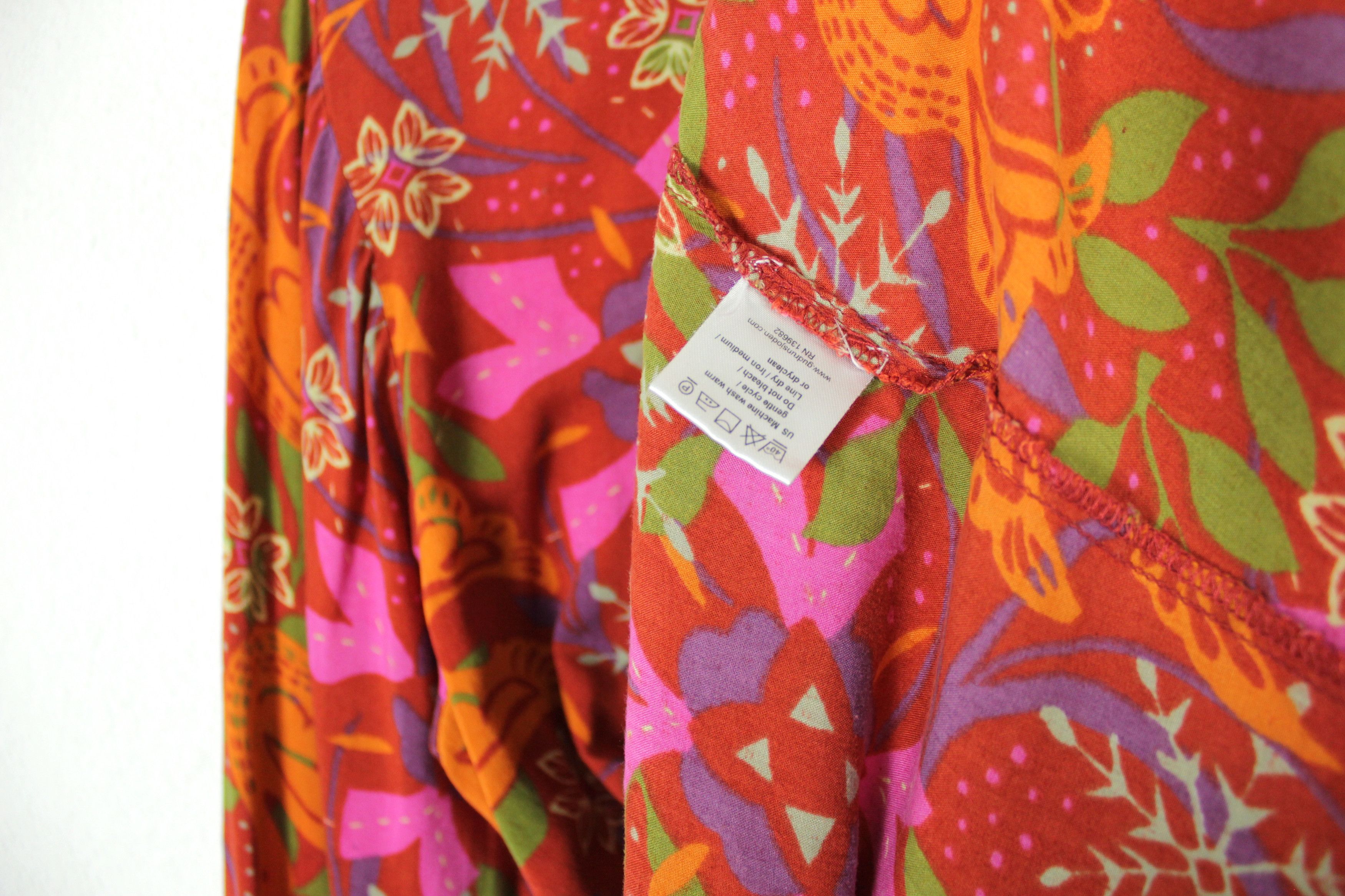 Japanese Brand Gudrun Sjoden Avant Garde Y2K Batik Floral Blouse Dress NZ Size M / US 6-8 / IT 42-44 - 6 Thumbnail