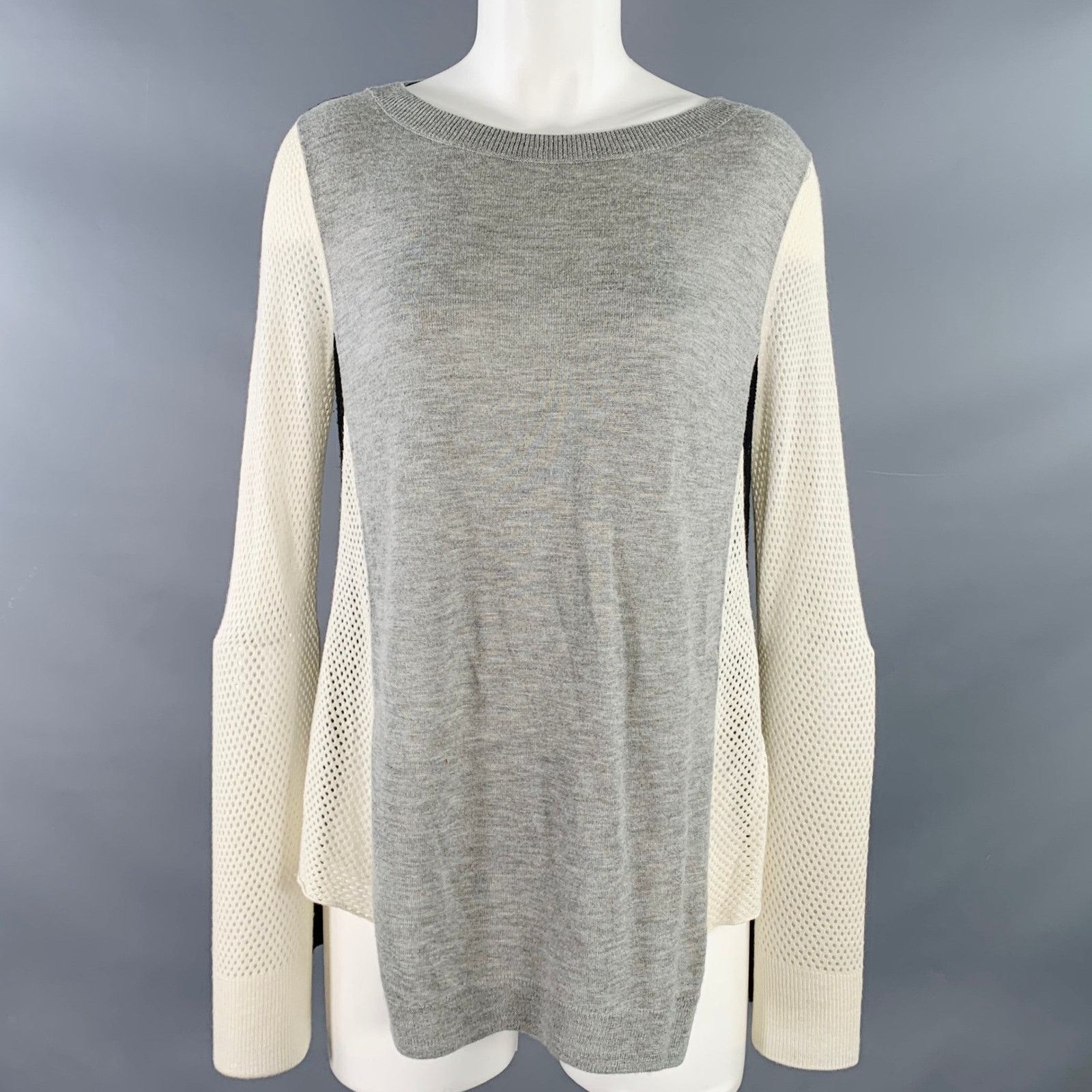 S Grey Black White Nylon Blend Mixed Fabrics Casual Top